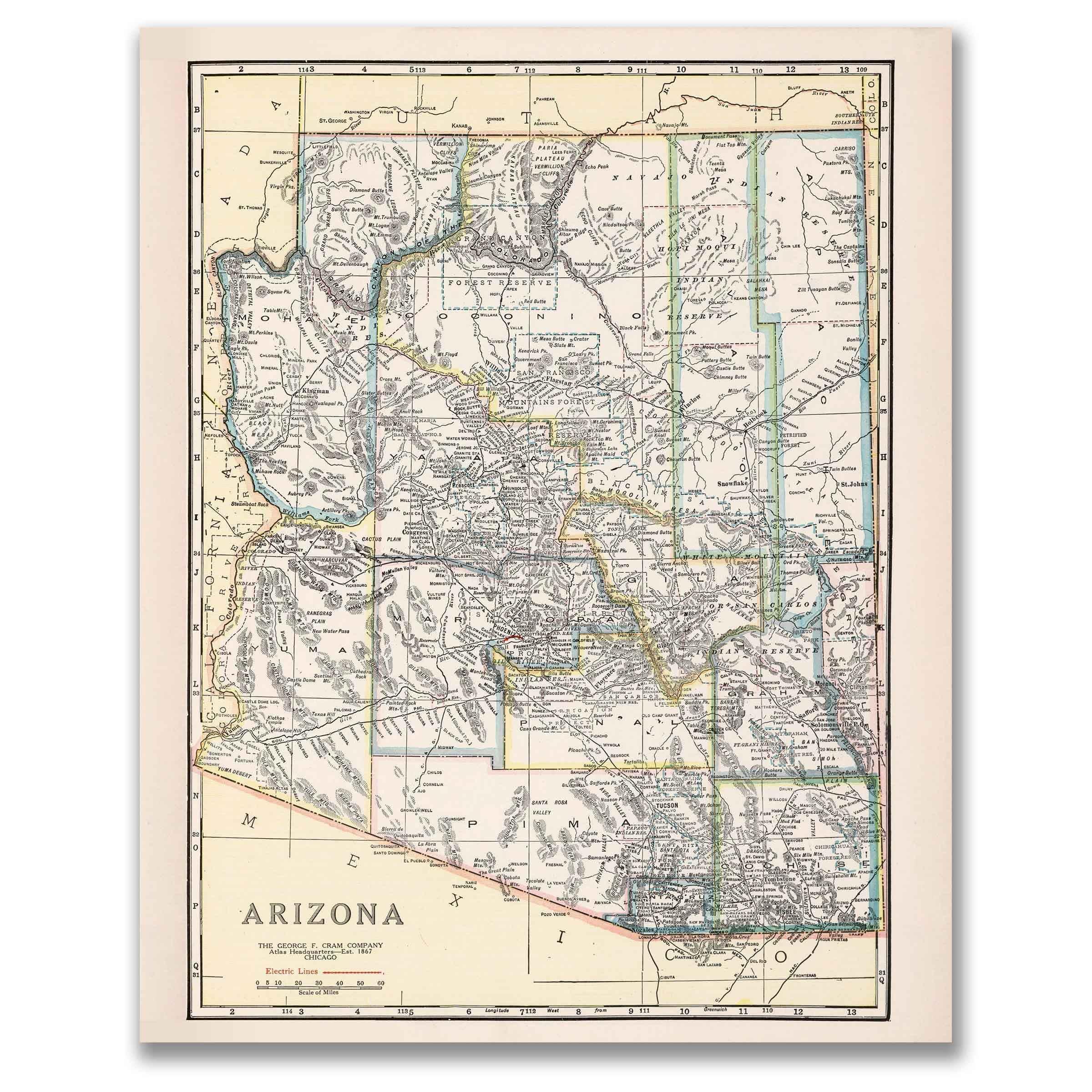 Discover the Charm of Vintage Arizona Maps: A Must-Have Gift! - Archive Prints