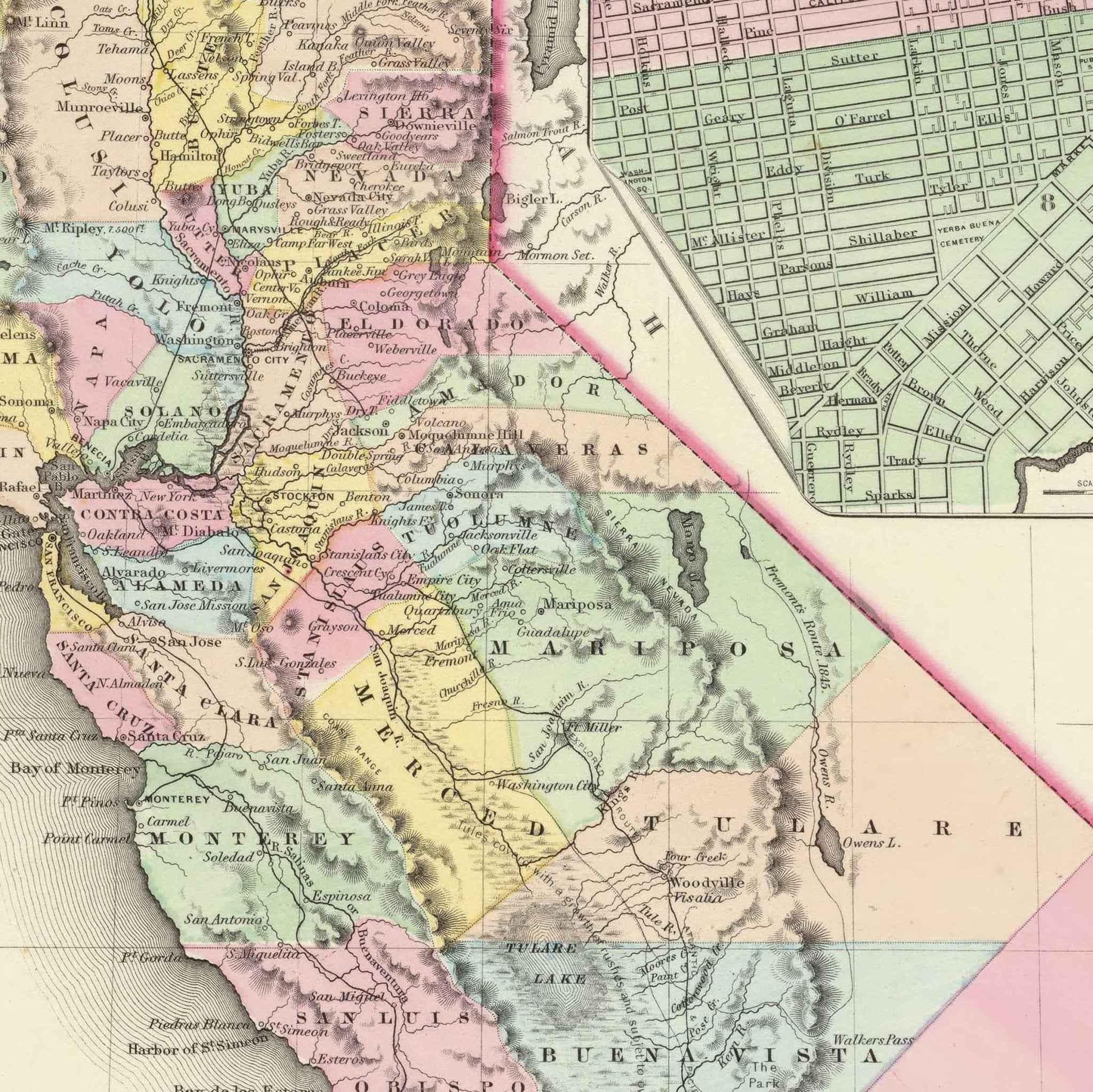 1855 California State Map – Restored Vintage Wall Art by Colton