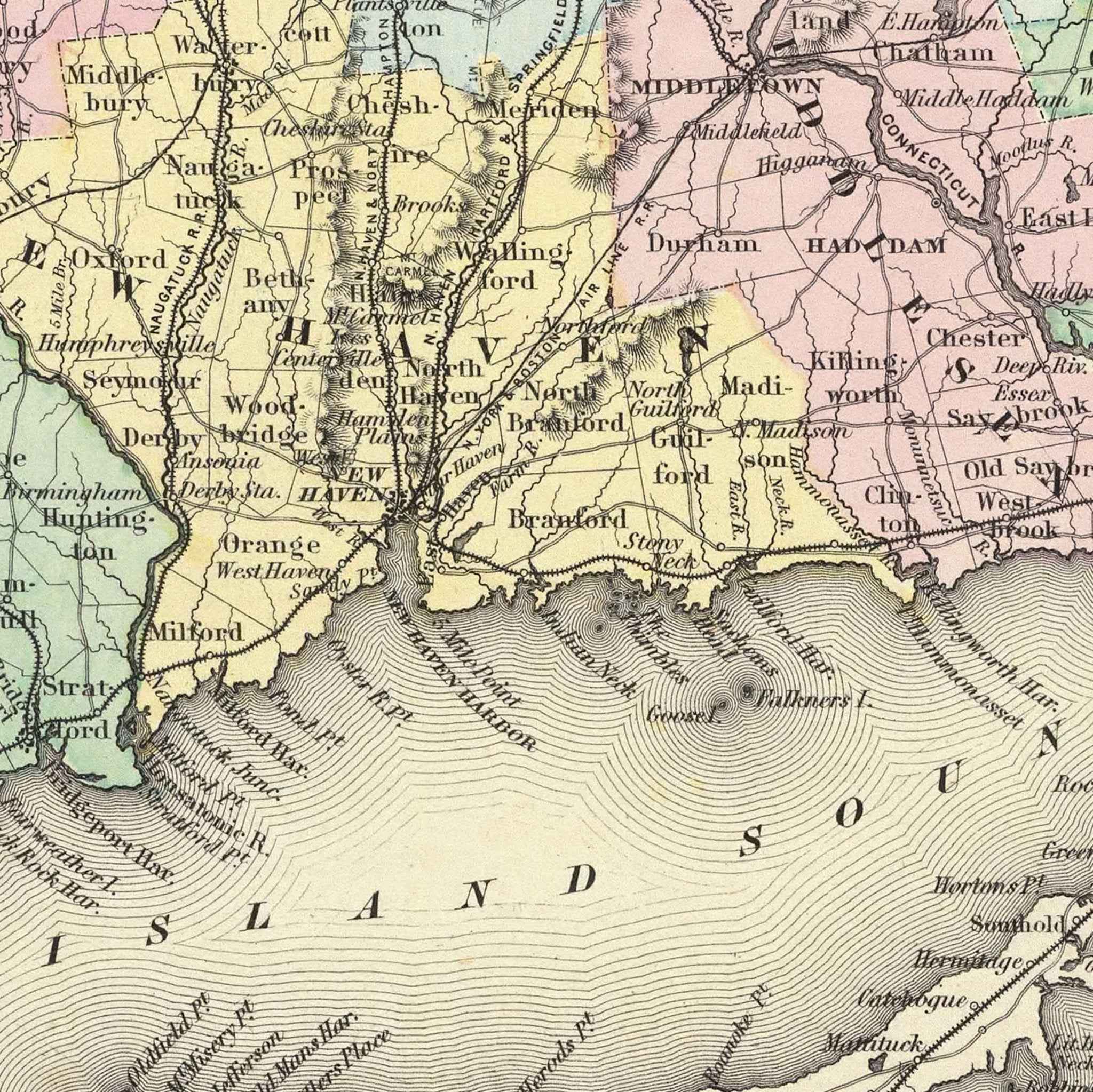 1856 Connecticut Map by Colton – Restored Vintage Wall Art