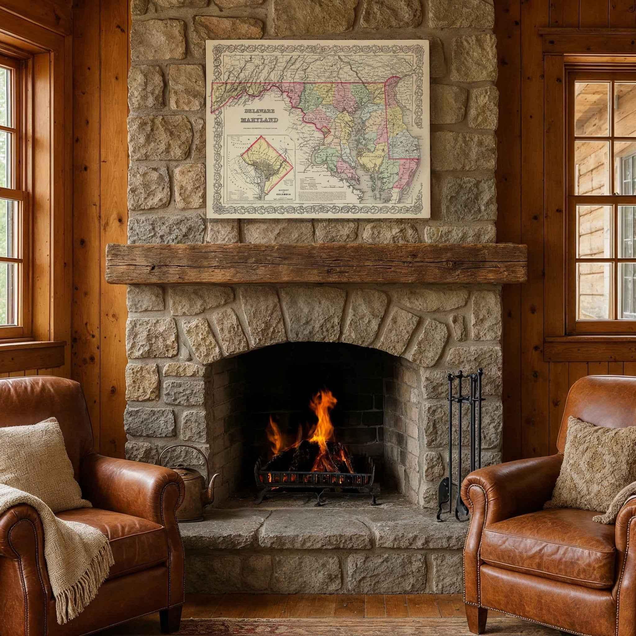 1856 Delaware and Maryland Map by Colton – Restored Vintage Wall Art