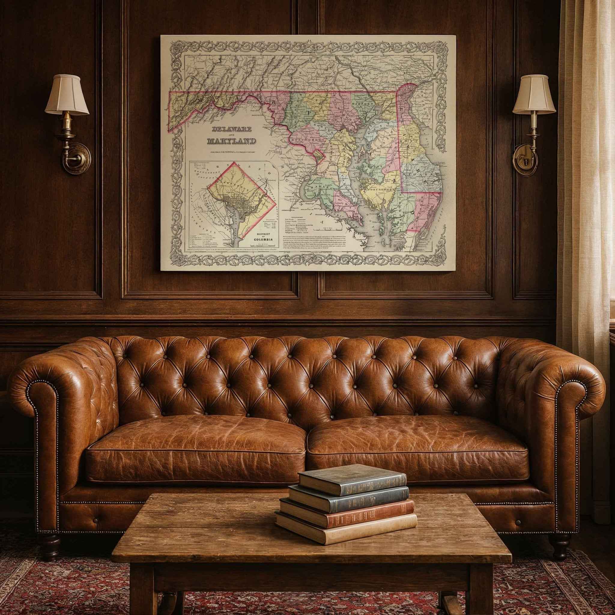 1856 Delaware and Maryland Map by Colton – Restored Vintage Wall Art