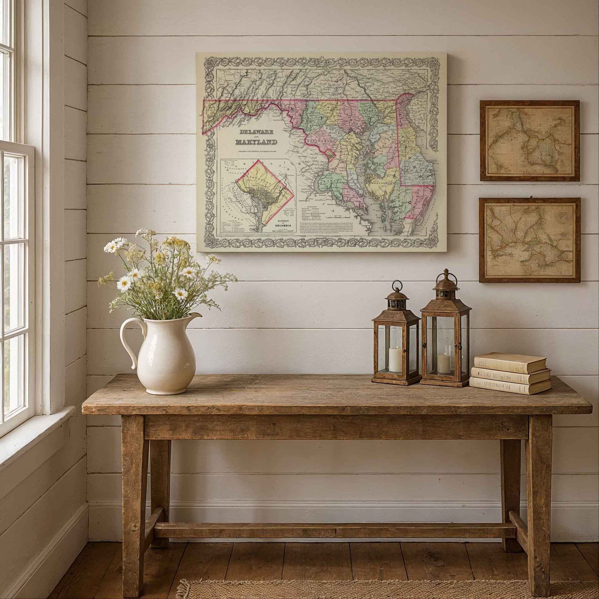 1856 Delaware and Maryland Map by Colton – Restored Vintage Wall Art
