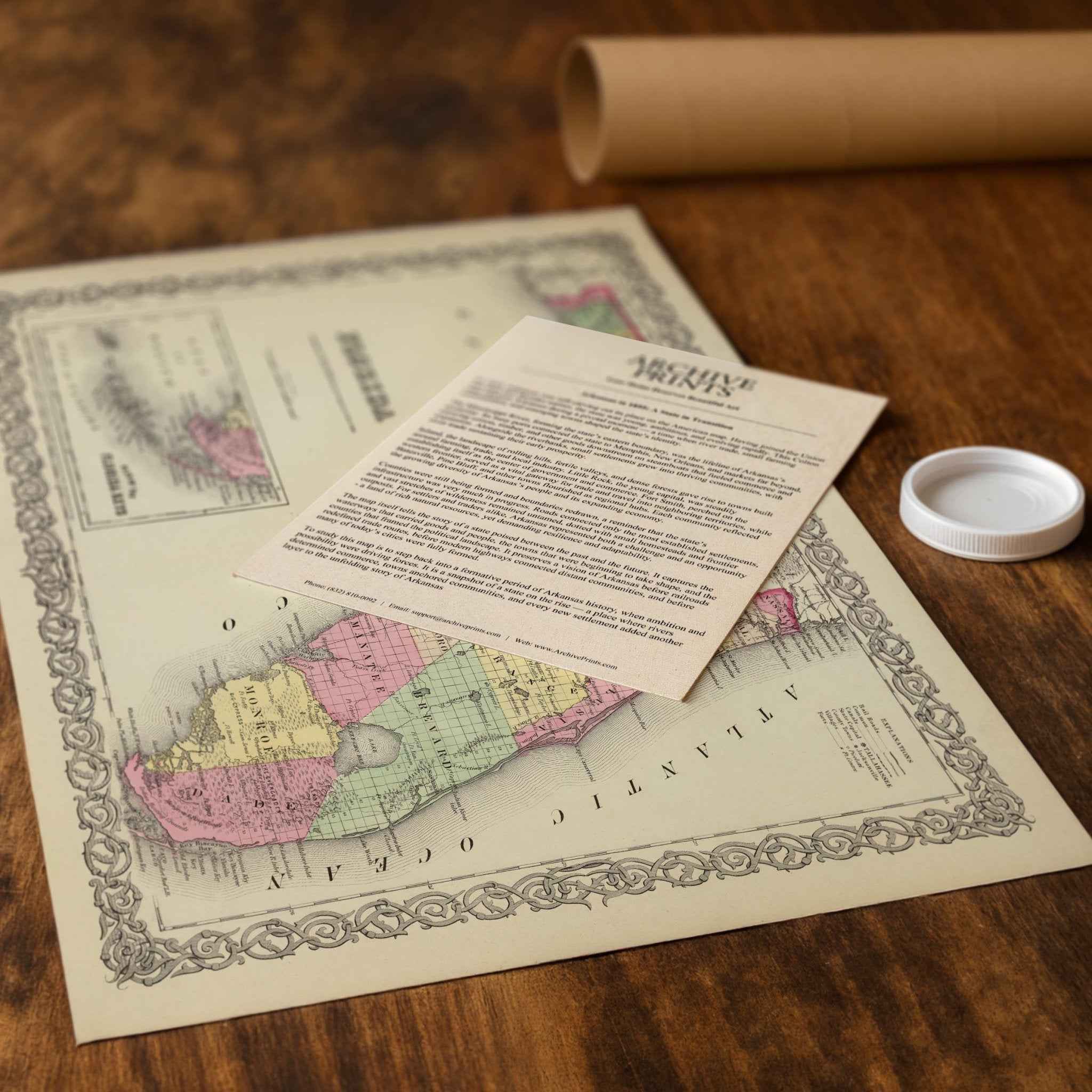 1856 Florida Map by G.W. Colton – Restored Vintage Wall Art with Florida Keys Inset