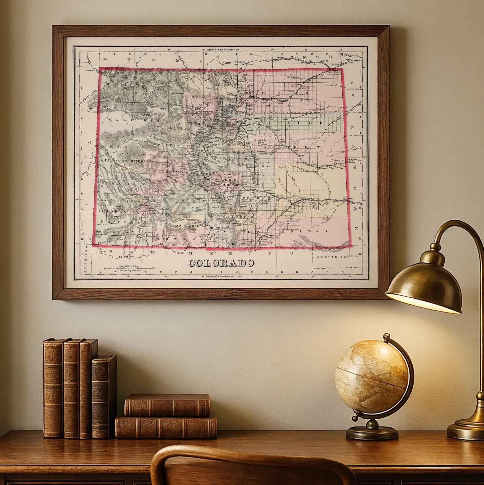 1884 Colorado State Map – Restored Vintage Wall Art by O.W. Gray