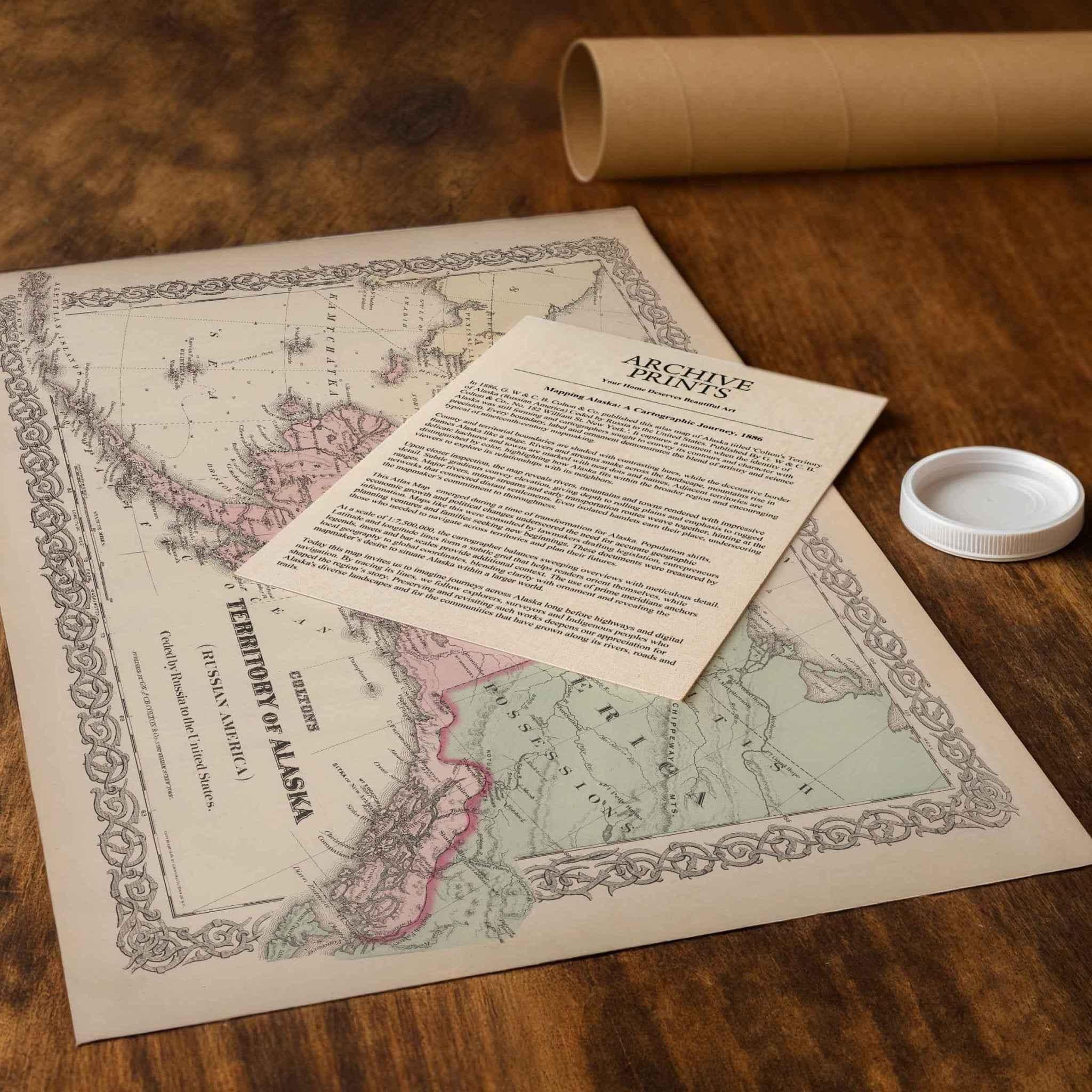 1886 Alaska Territory Map – Restored Vintage Wall Art by Colton