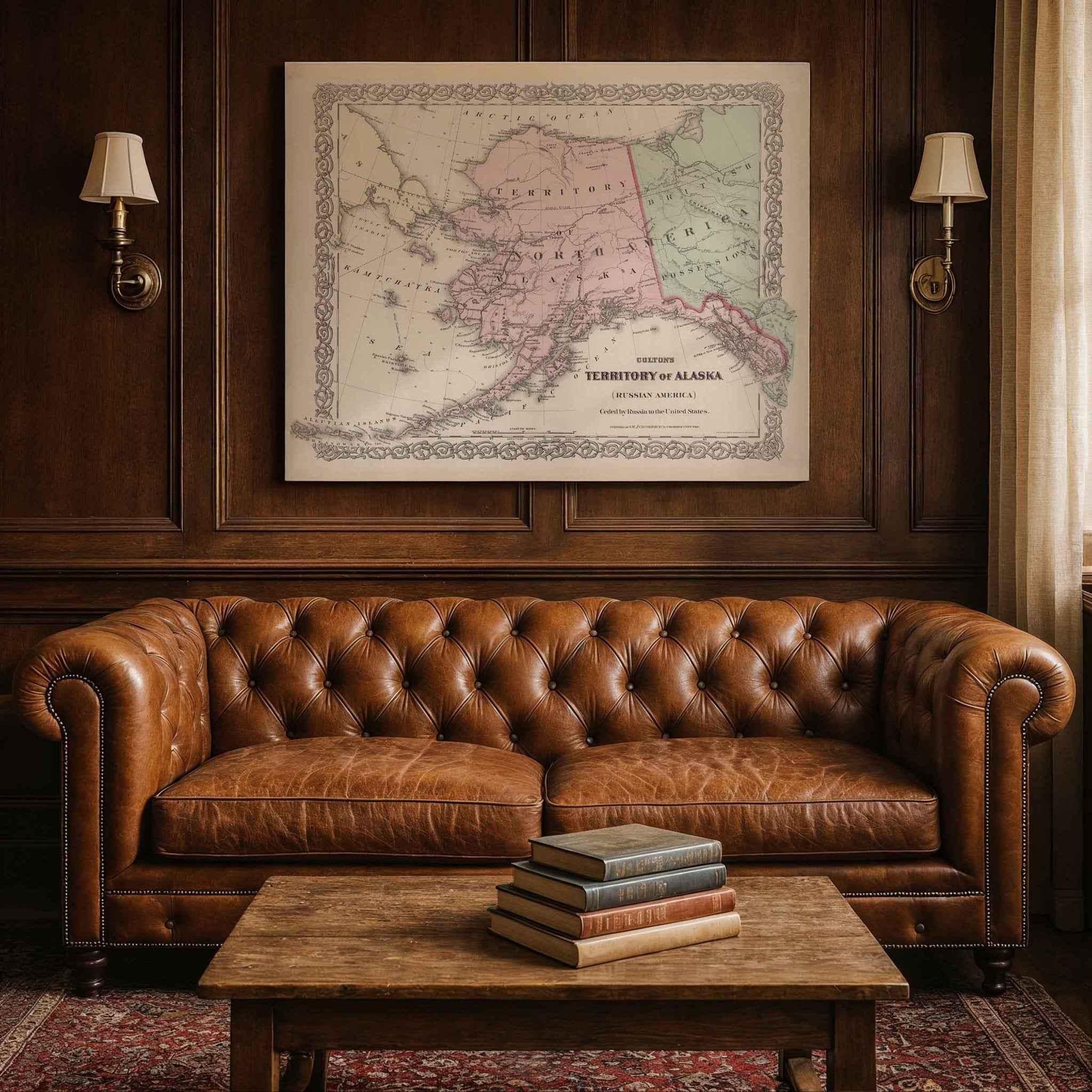 1886 Alaska Territory Map – Restored Vintage Wall Art by Colton