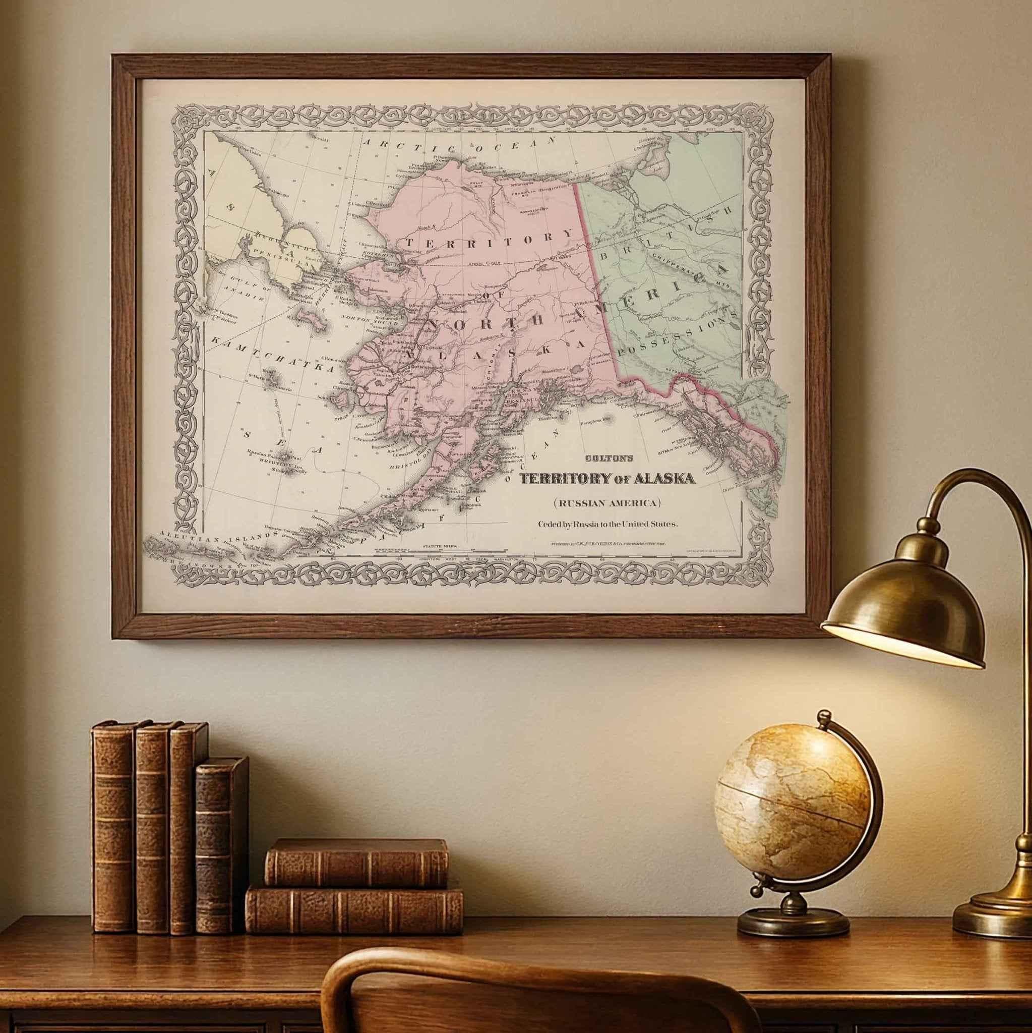1886 Alaska Territory Map – Restored Vintage Wall Art by Colton