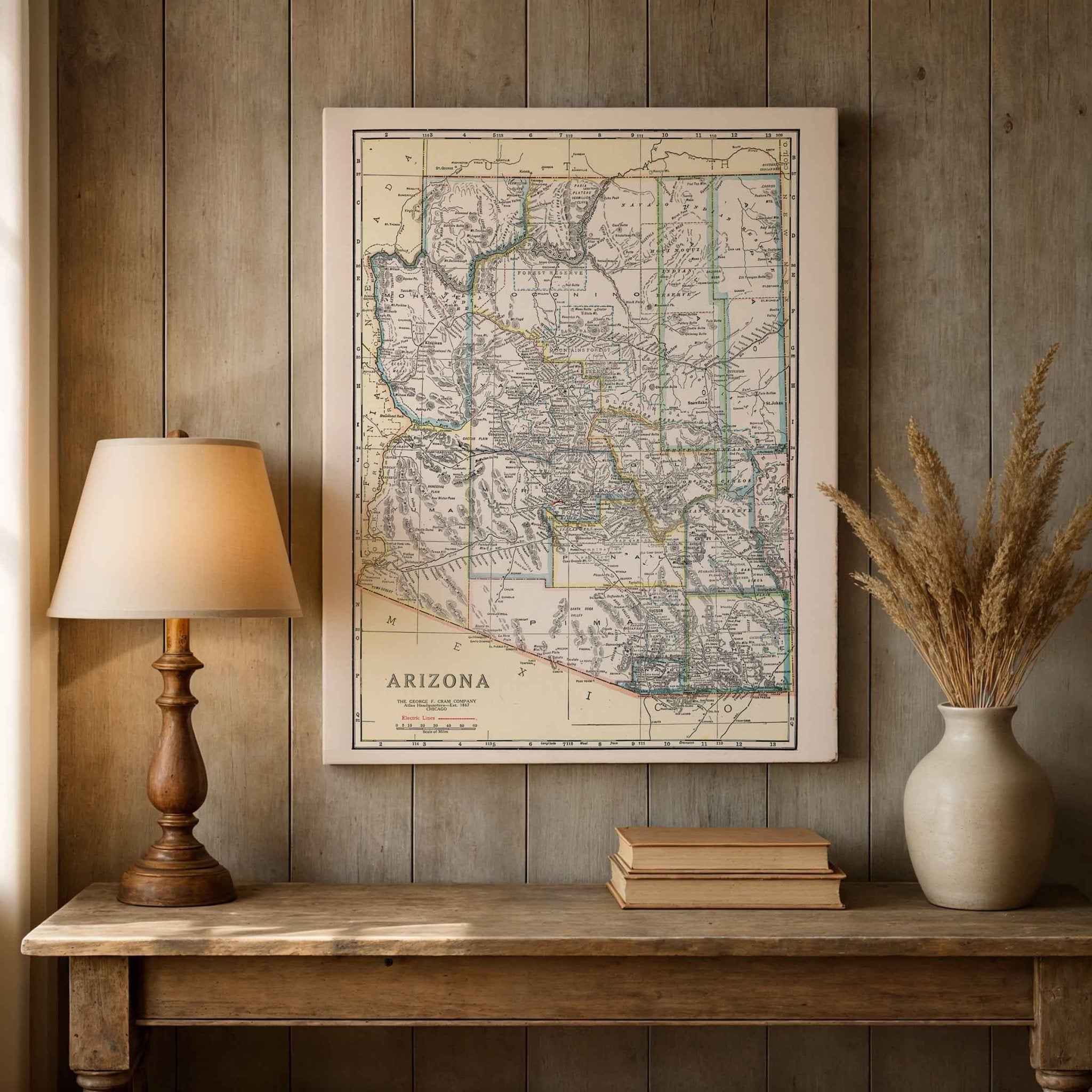 1920 Arizona State Map – Restored Vintage Wall Art by George F. Cram (Copy)