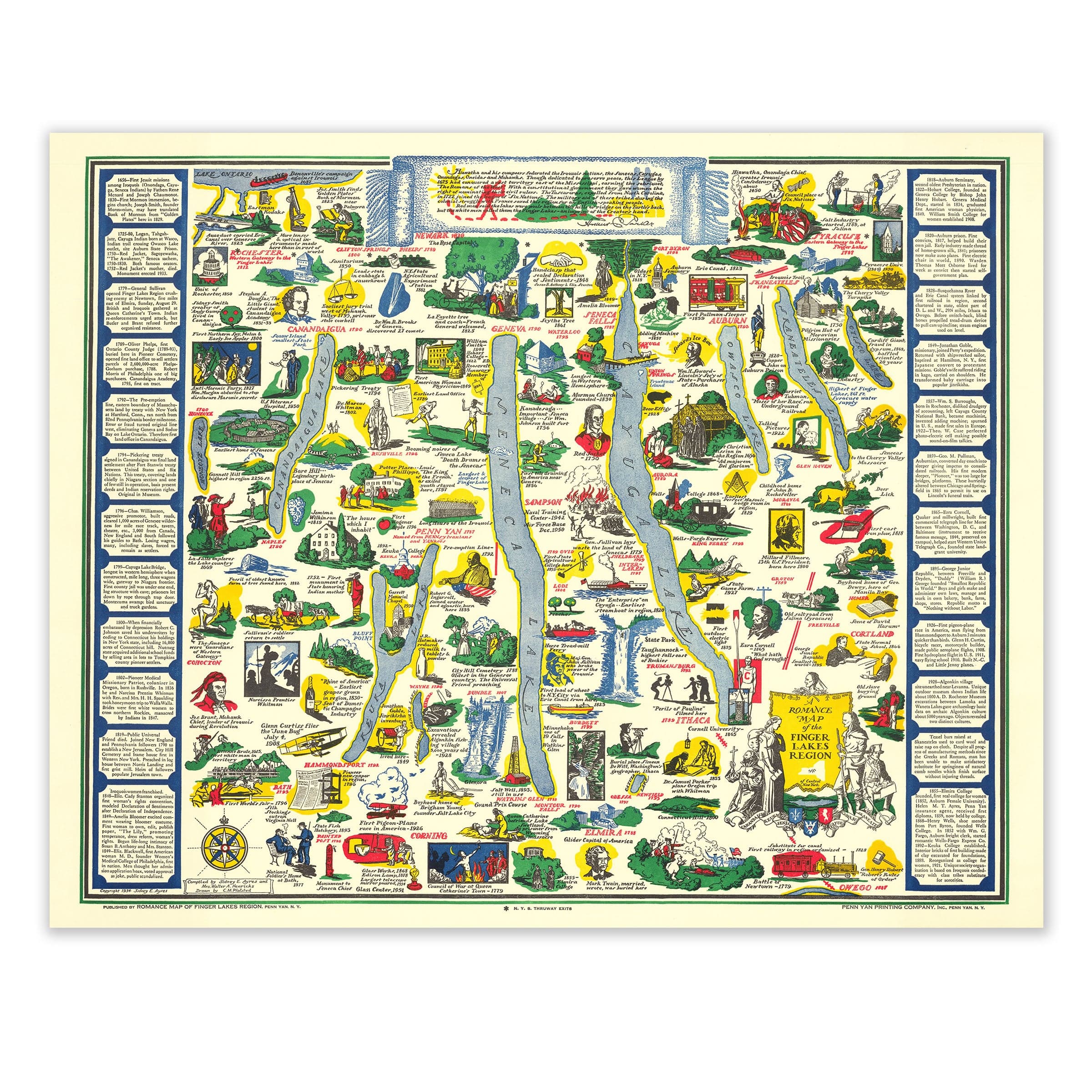 Finger Lakes Region, New York Map 1934