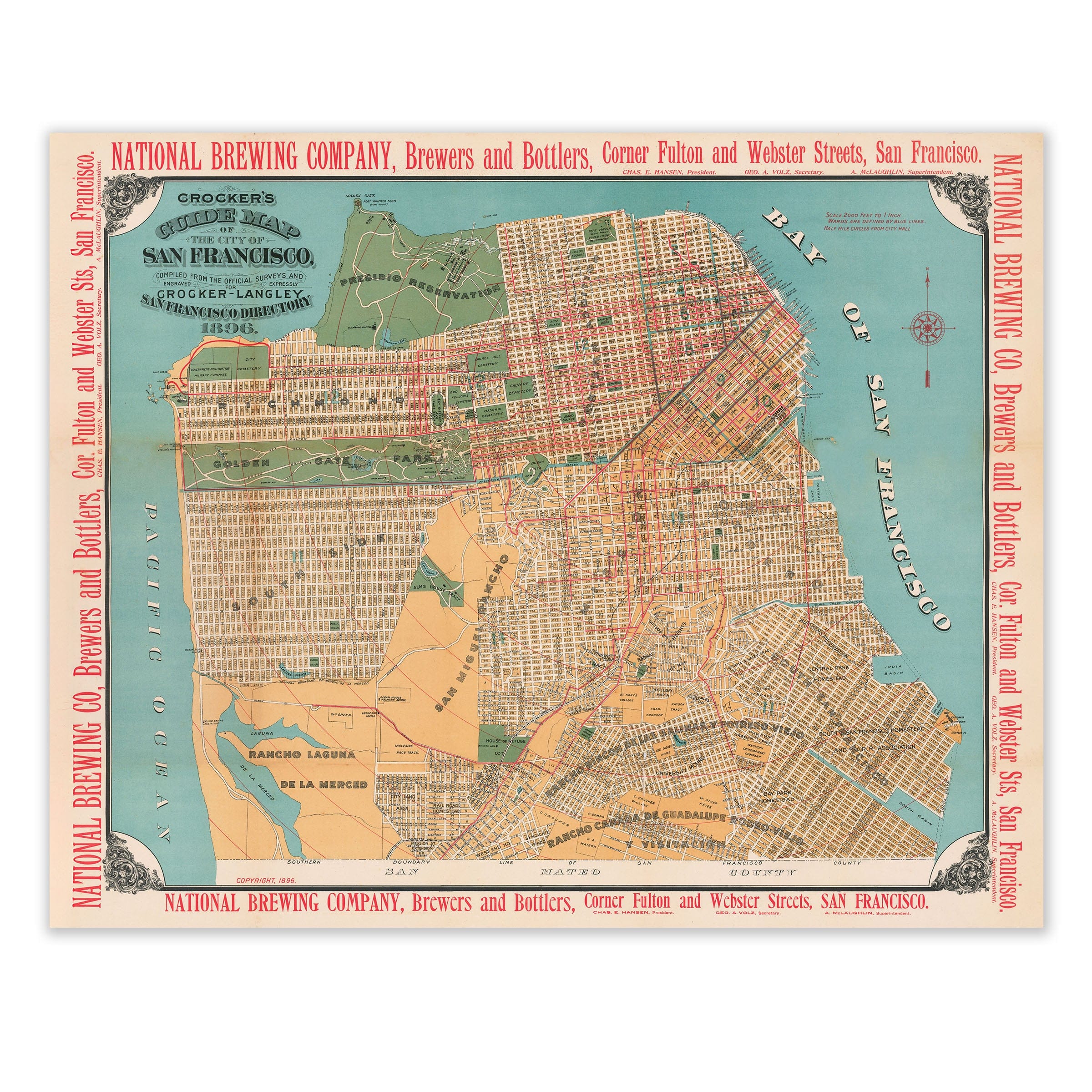 City of San Francisco Map 1896 - Archive Prints