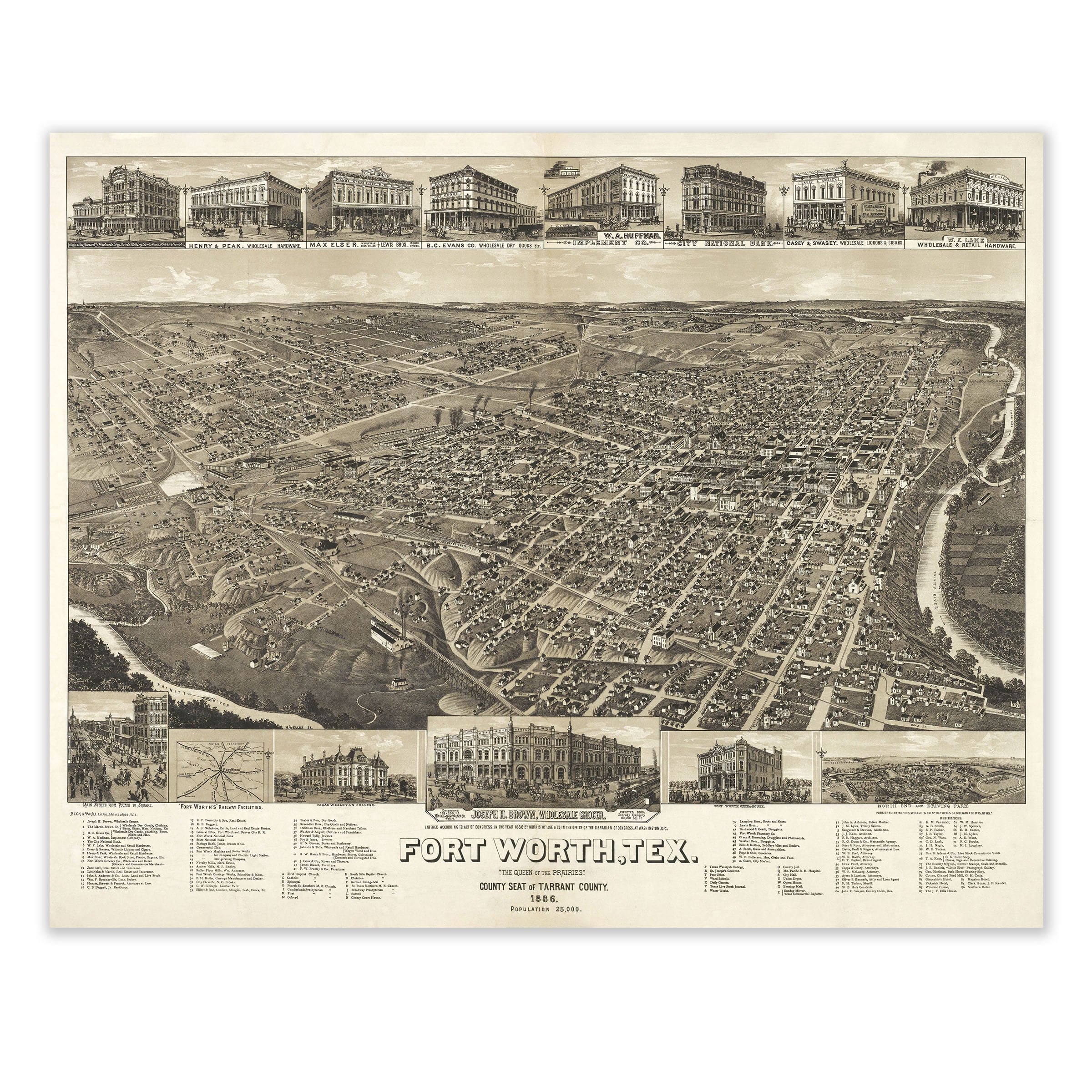 Fort Worth 1886 Décor - Queen of the Prairies Home Accent - Archive Prints