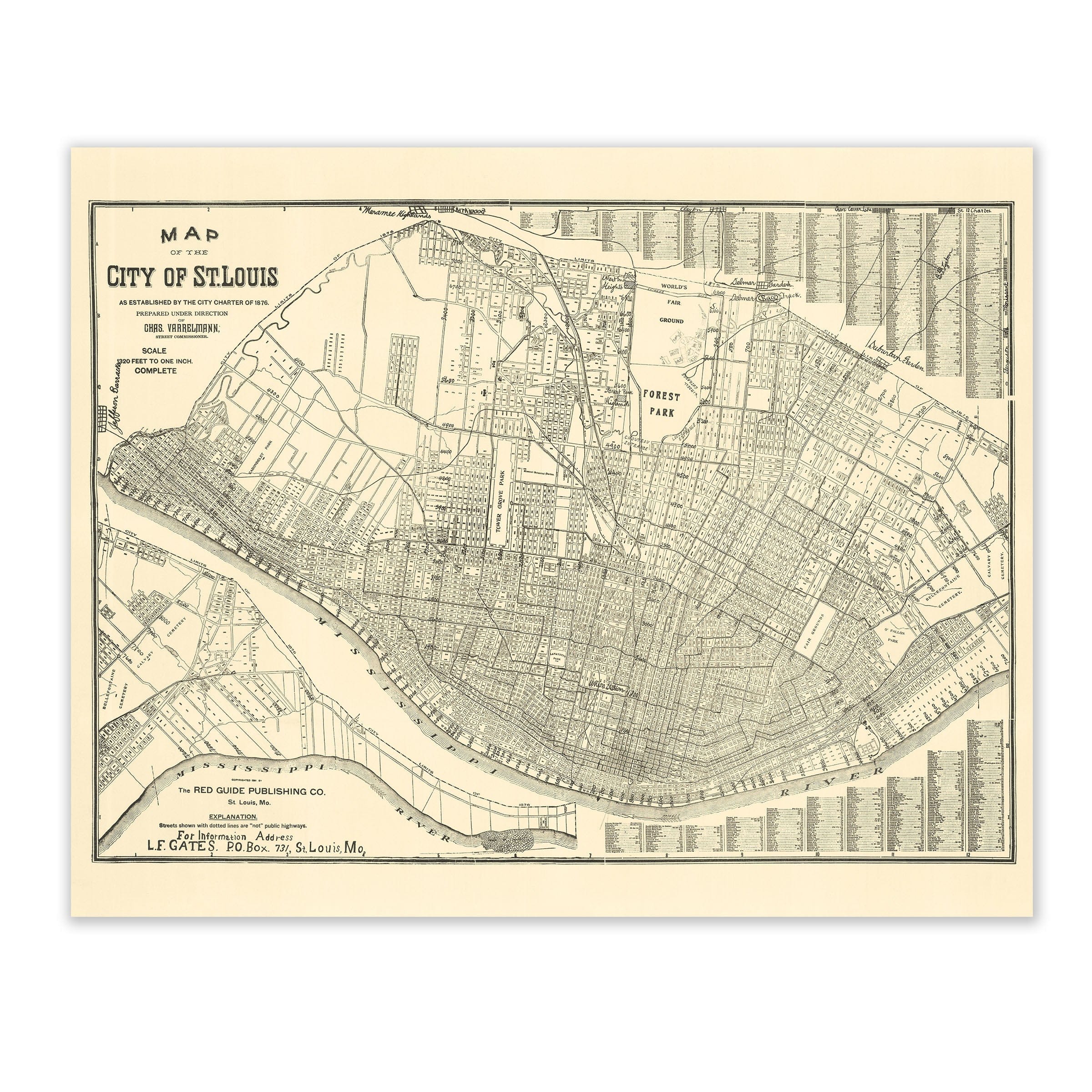Vintage St. Louis Map 1876