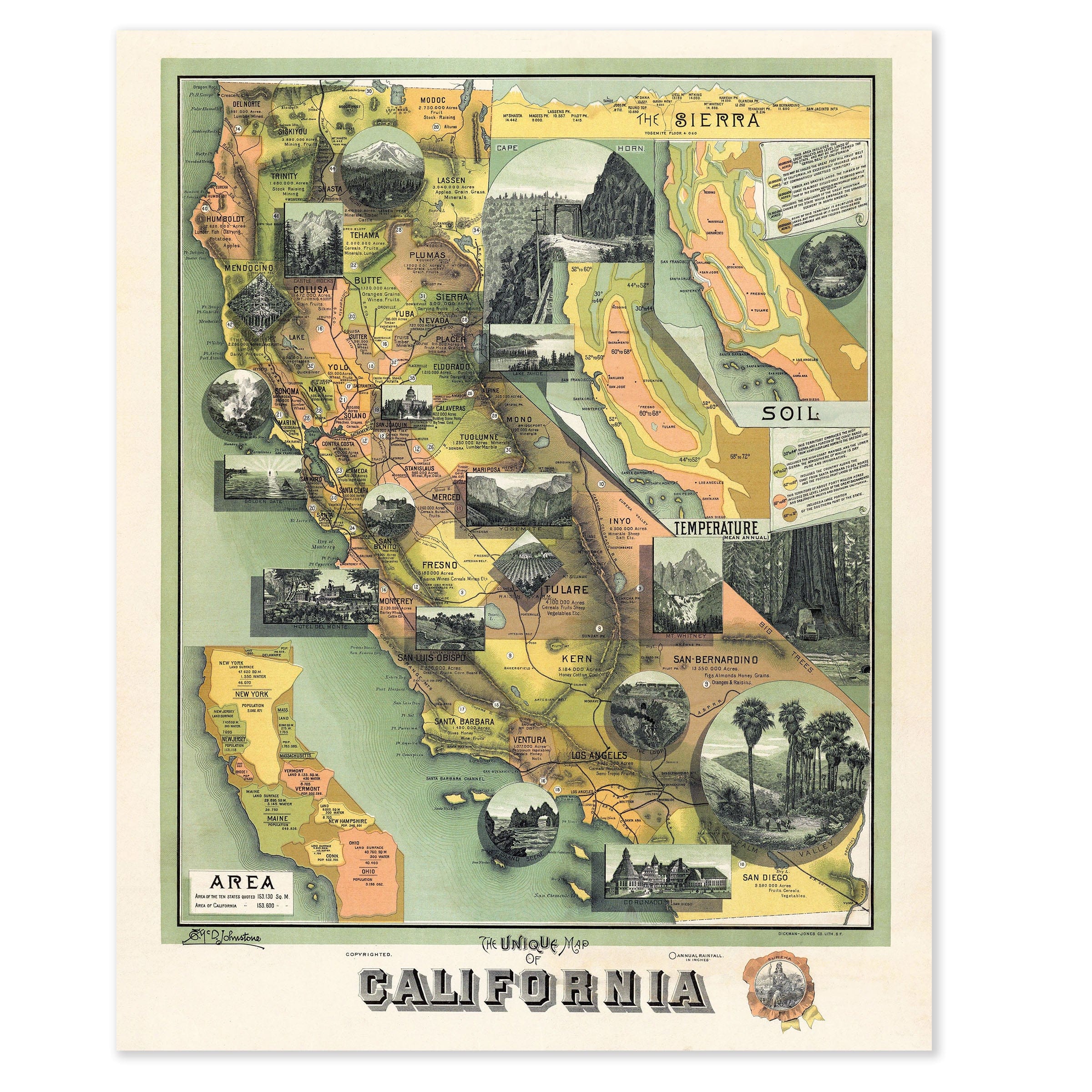 California Map 1885 - Archive Prints