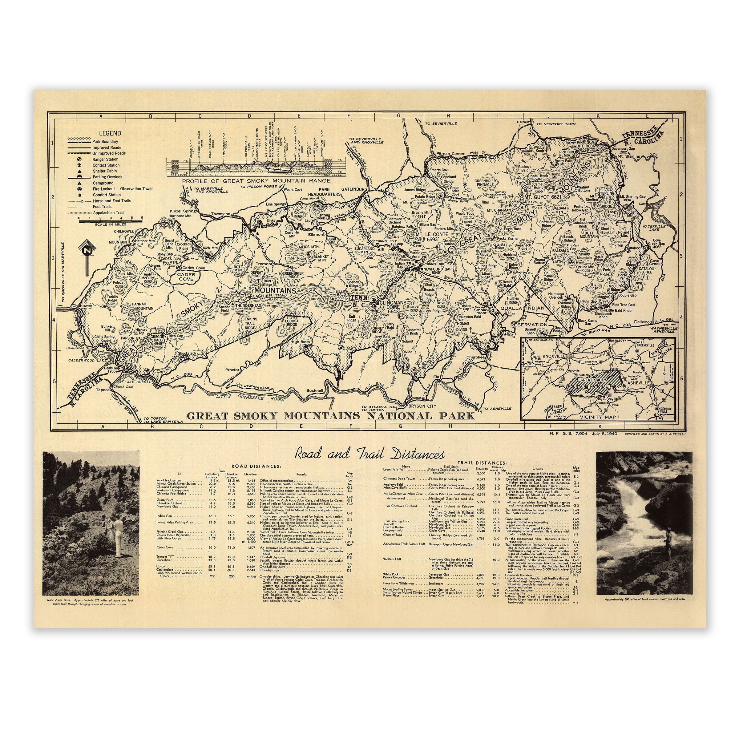 Great Smoky Mountains National Park Map 1940 - Archive Prints