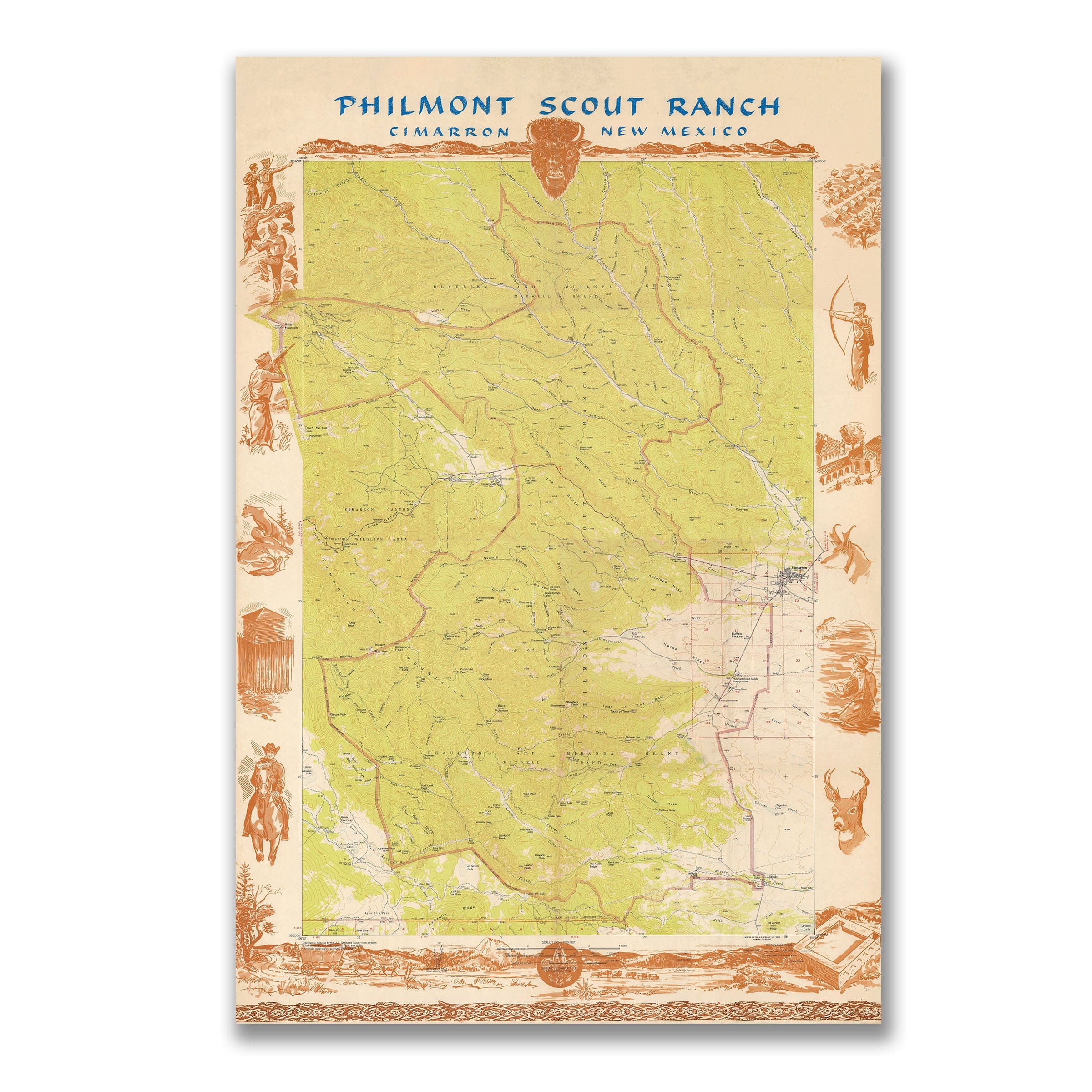 Philmont Scout Ranch Map c.1960 - Archive Prints
