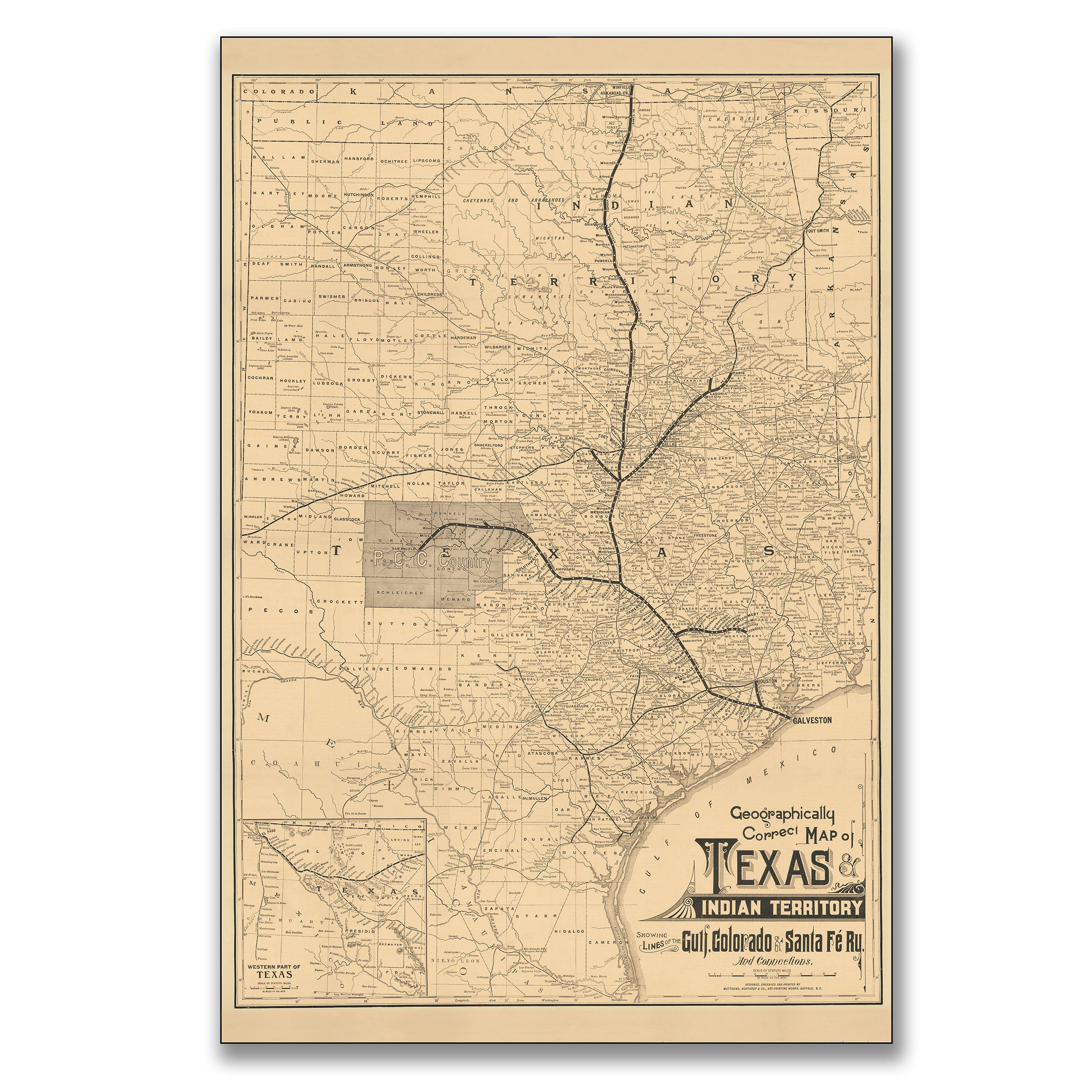 Texas and Indian Territory 1888 - Gulf Colorado & Santa Fe Railway