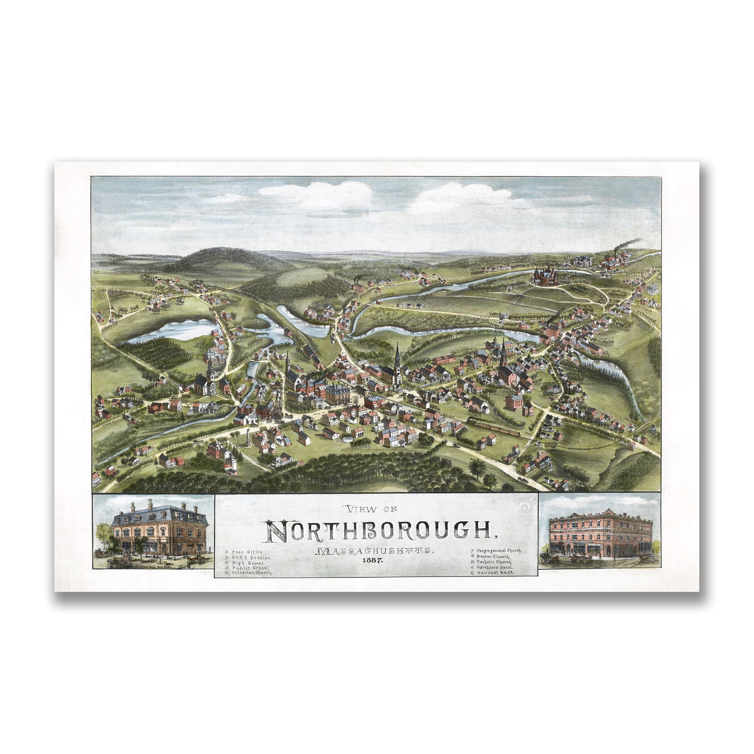 Northborough, Massachusetts Map 1887 - Archive Prints