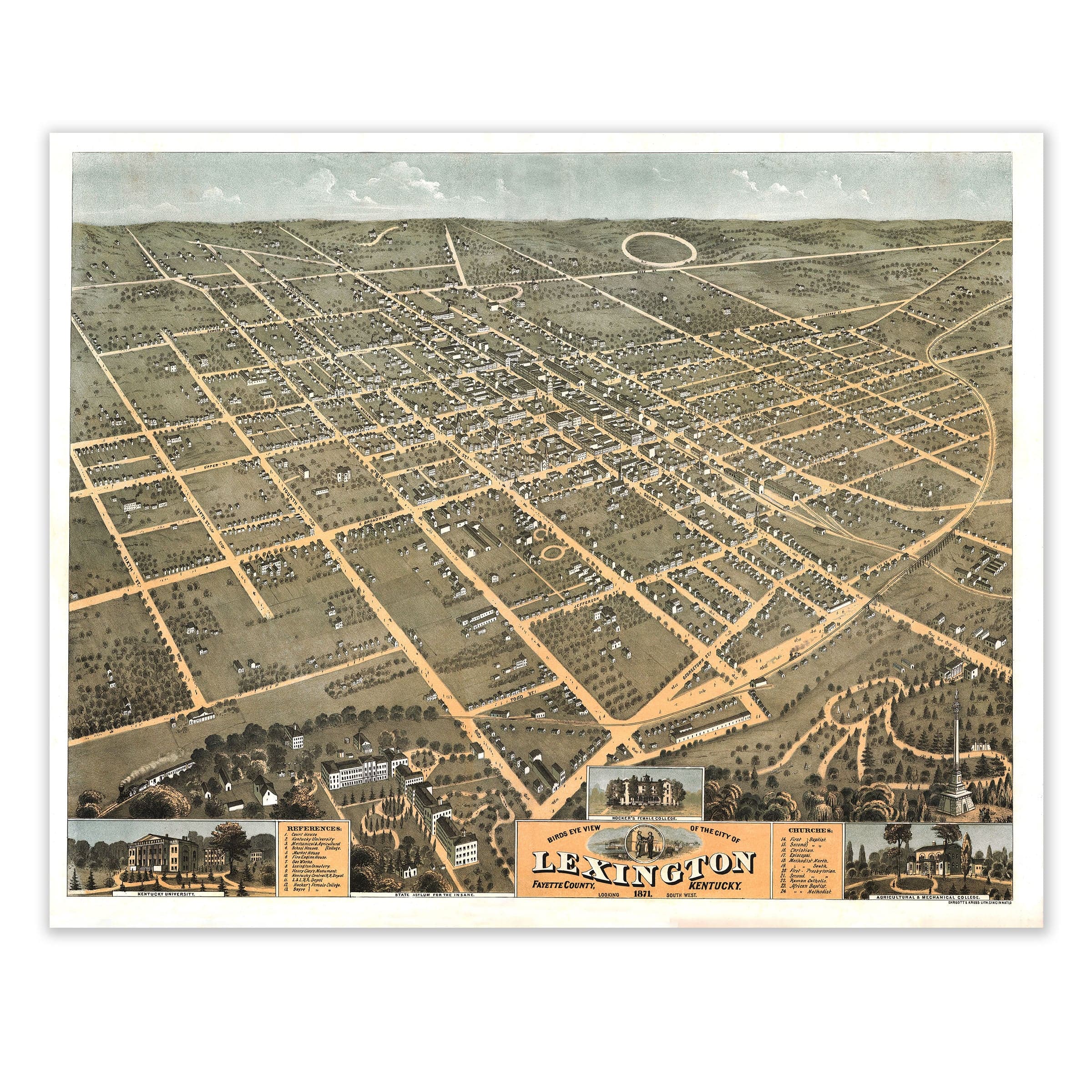 Lexington, Fayette County, KY Map 1871