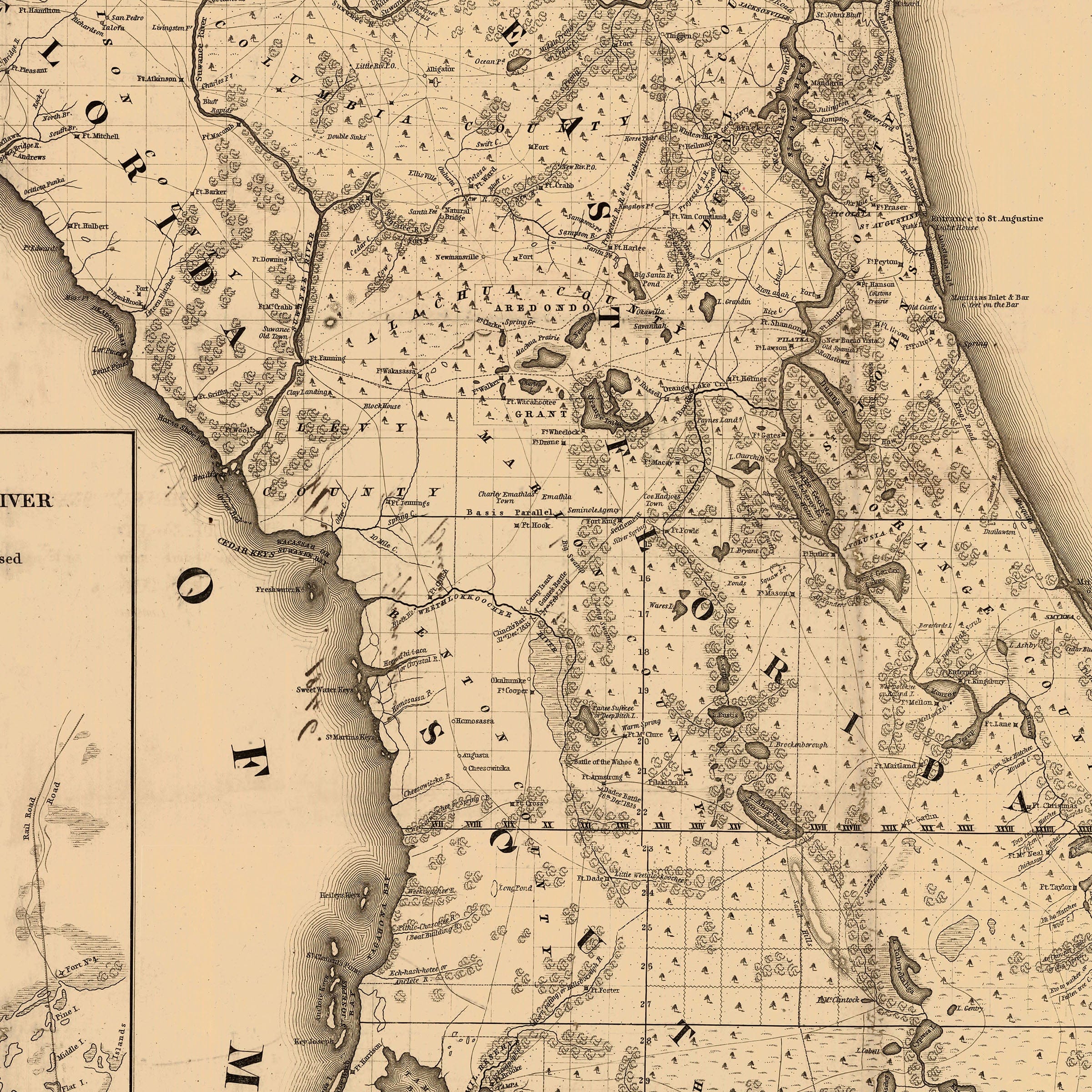 Florida Map 1846 - Topographical Engineers Survey - Archive Prints