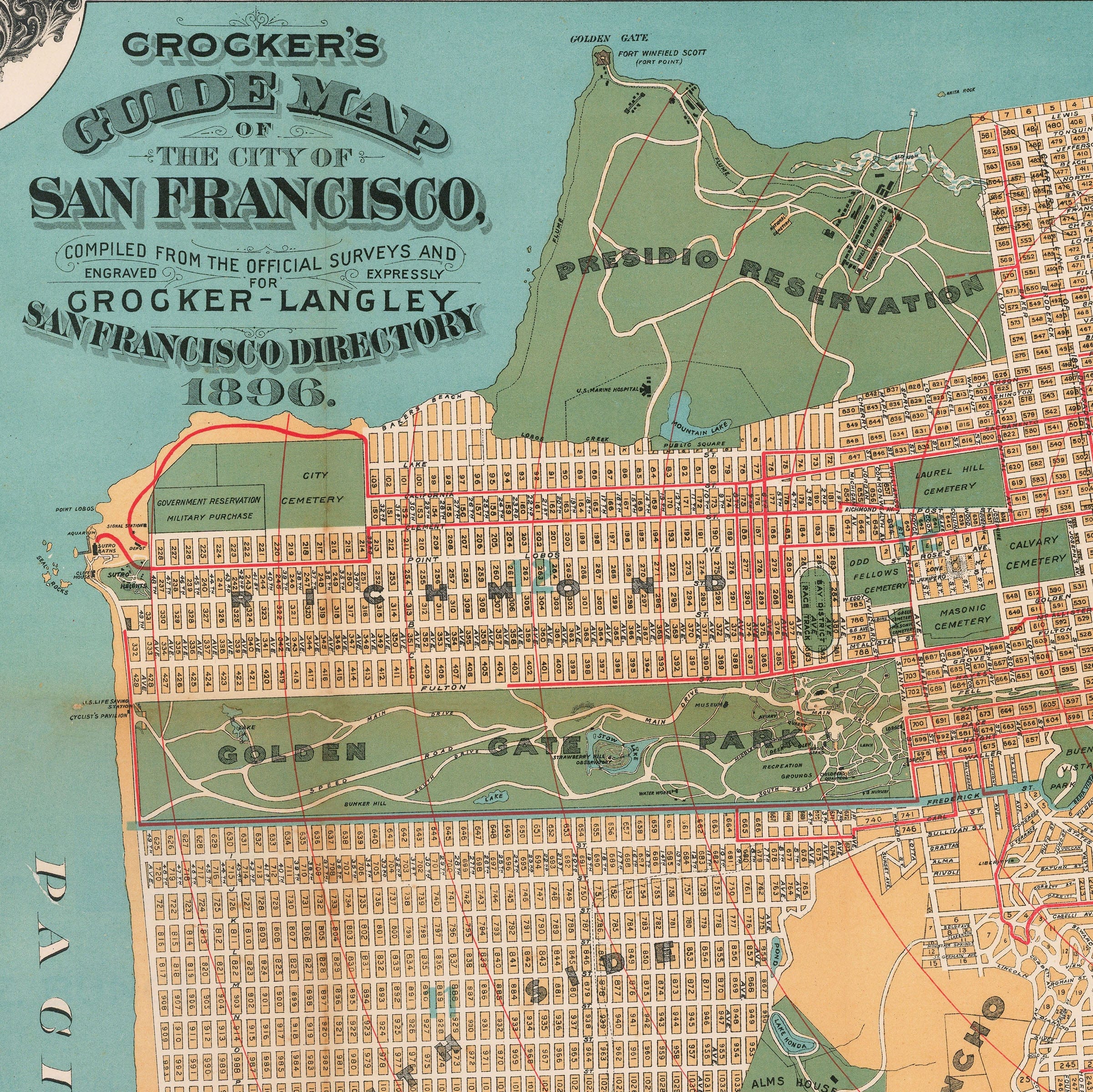 City of San Francisco Map 1896 - Archive Prints