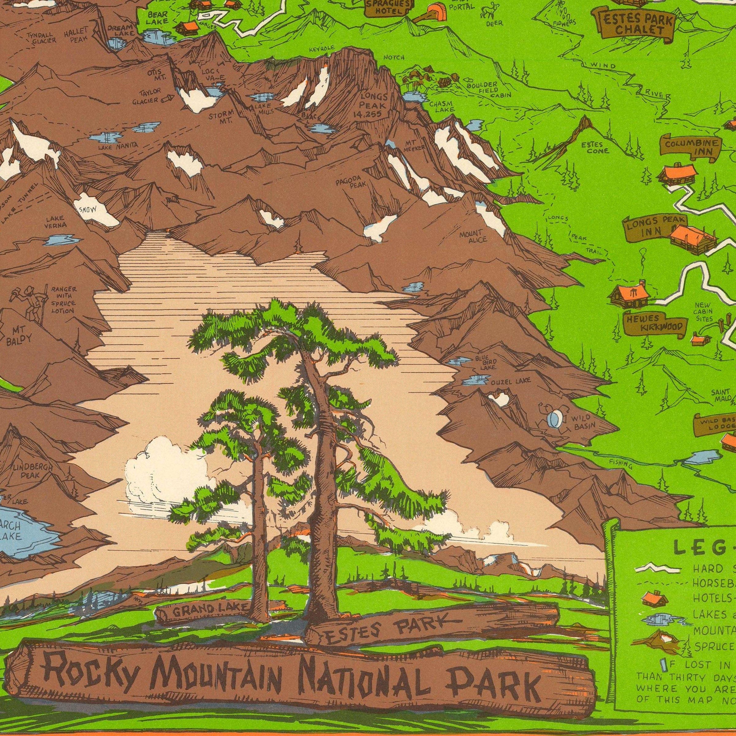 Rocky Mountain National Park (Estes Park) 1948 - Richardson Rome Pictorial Map - Archive Prints