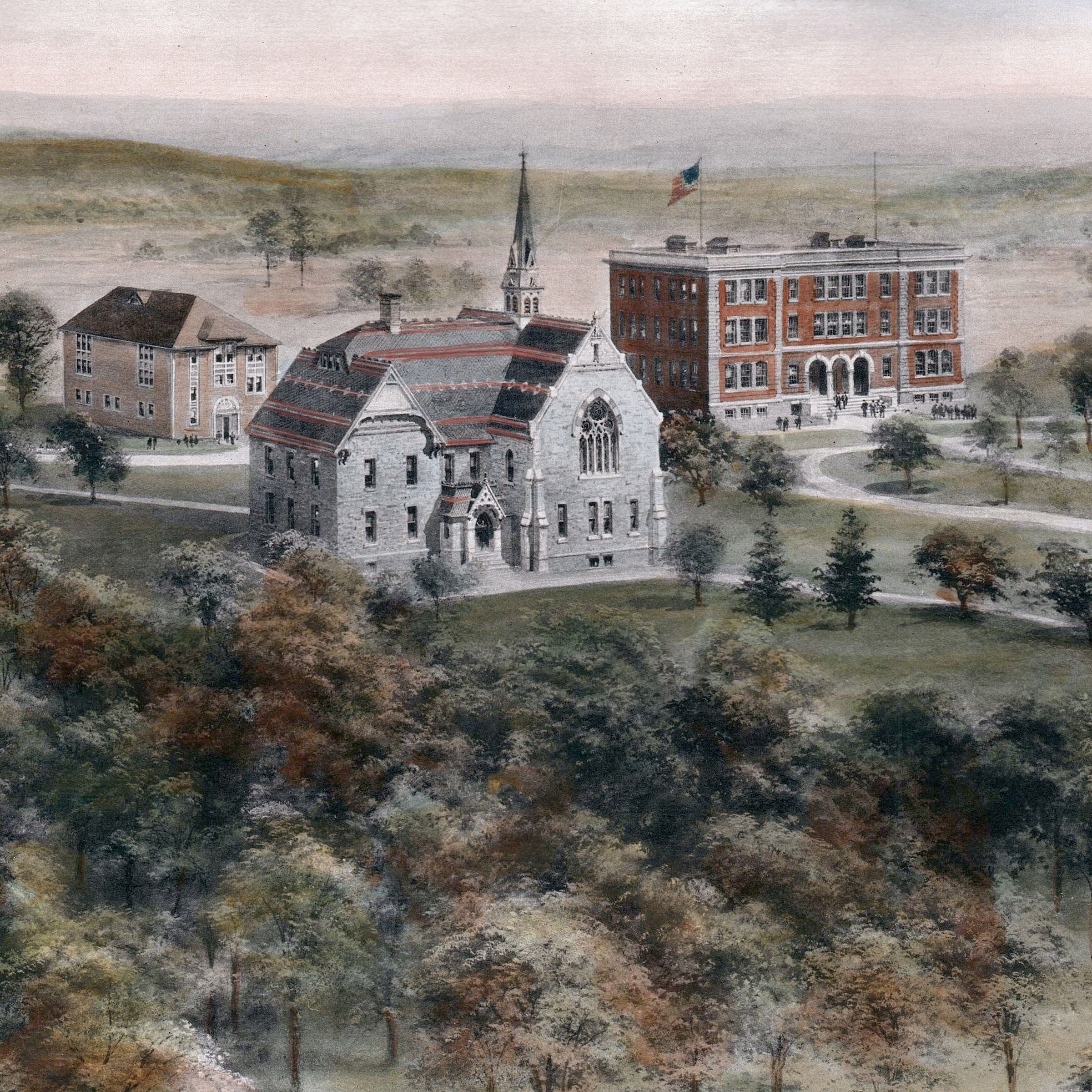 St. Lawrence University, New York Map 1909 - Campus Bird's Eye View