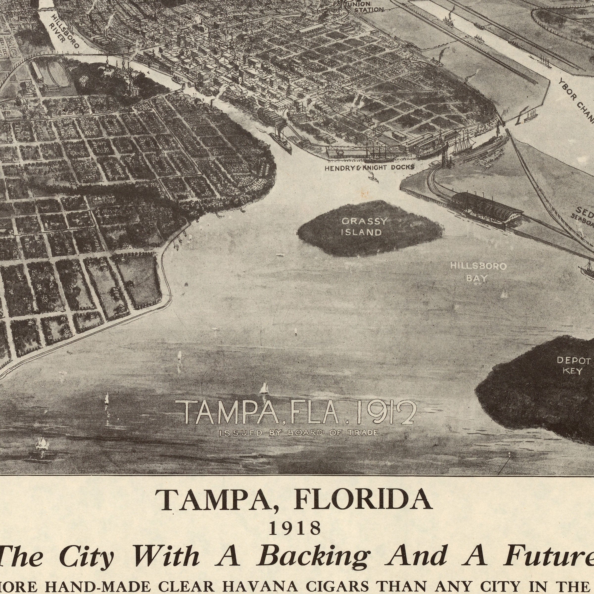 Tampa Florida 1918 Map - Gateway to the Panama Canal