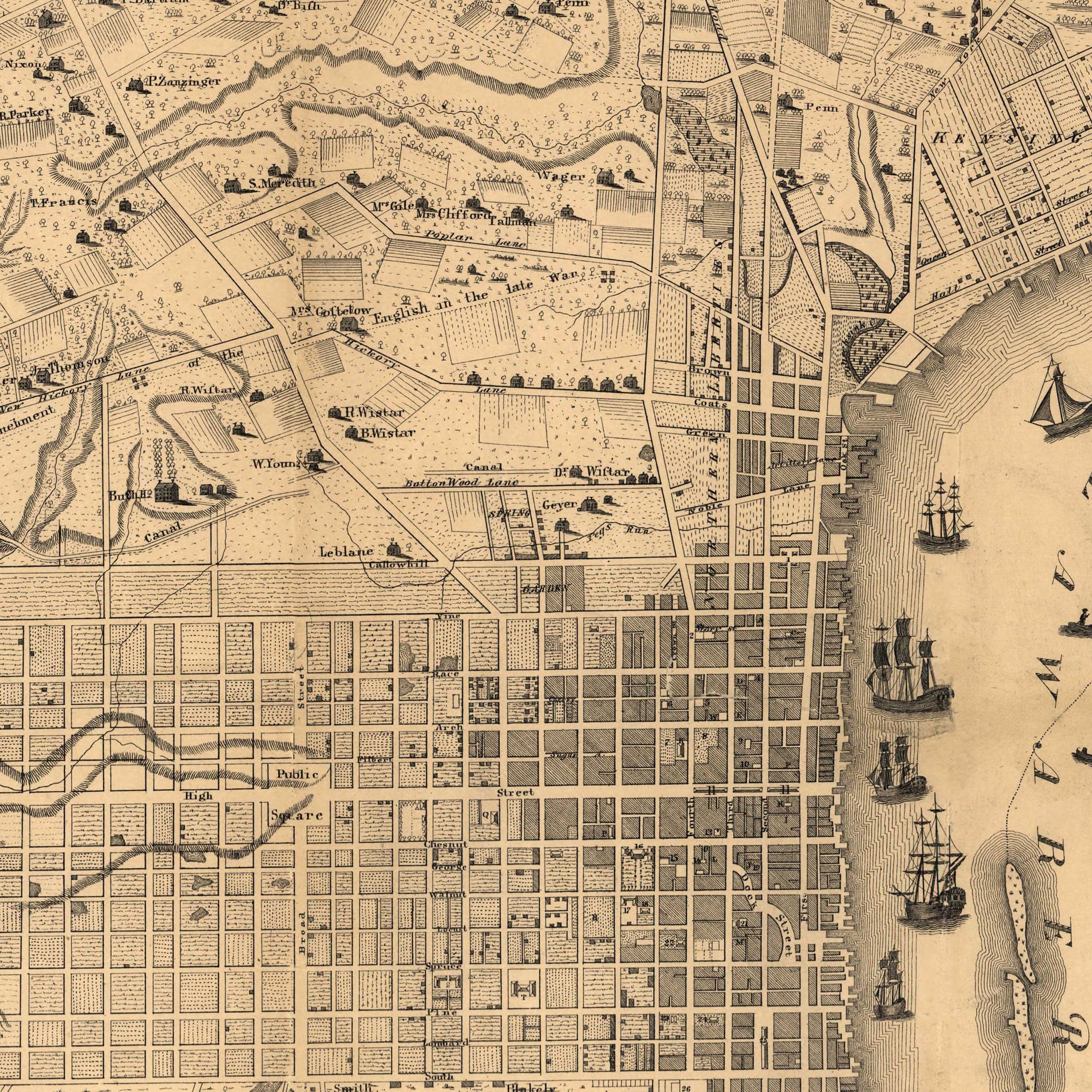 Vintage Philadelphia Map 1875 - Archive Prints