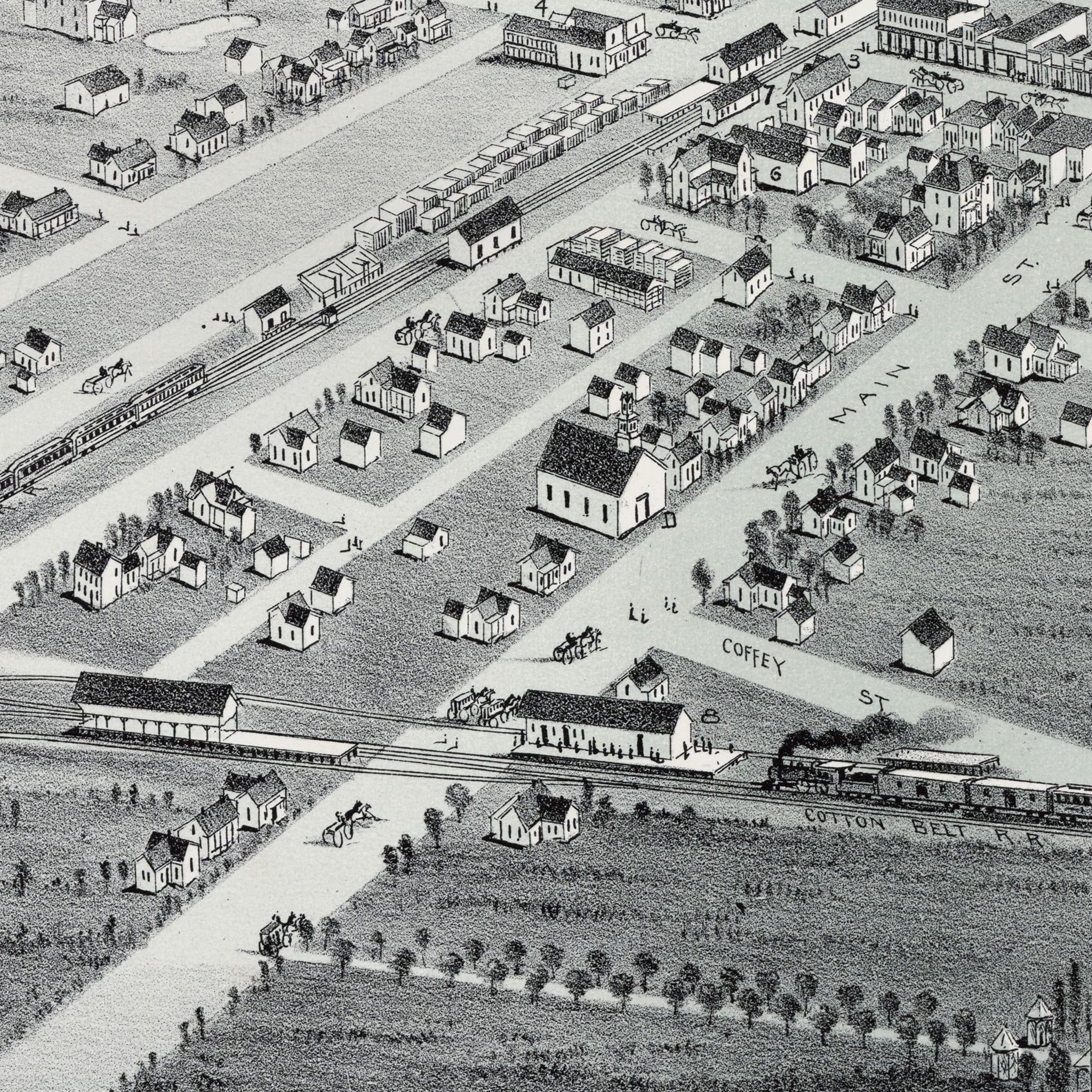 Plano Texas Vintage Map 1891 - Historic Bird's Eye View City Map - Archive Prints