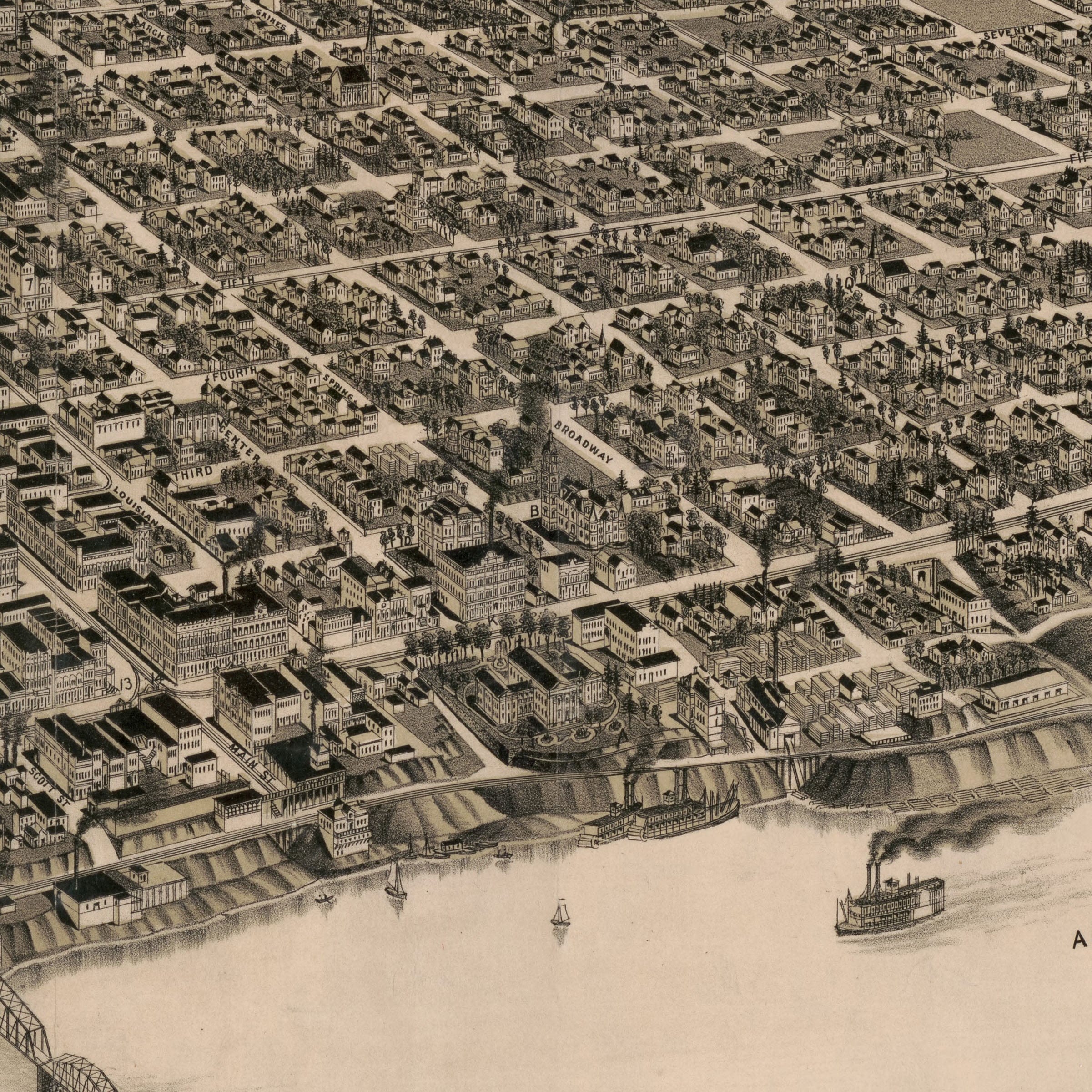 Little Rock, Arkansas Map 1887 - Archive Prints