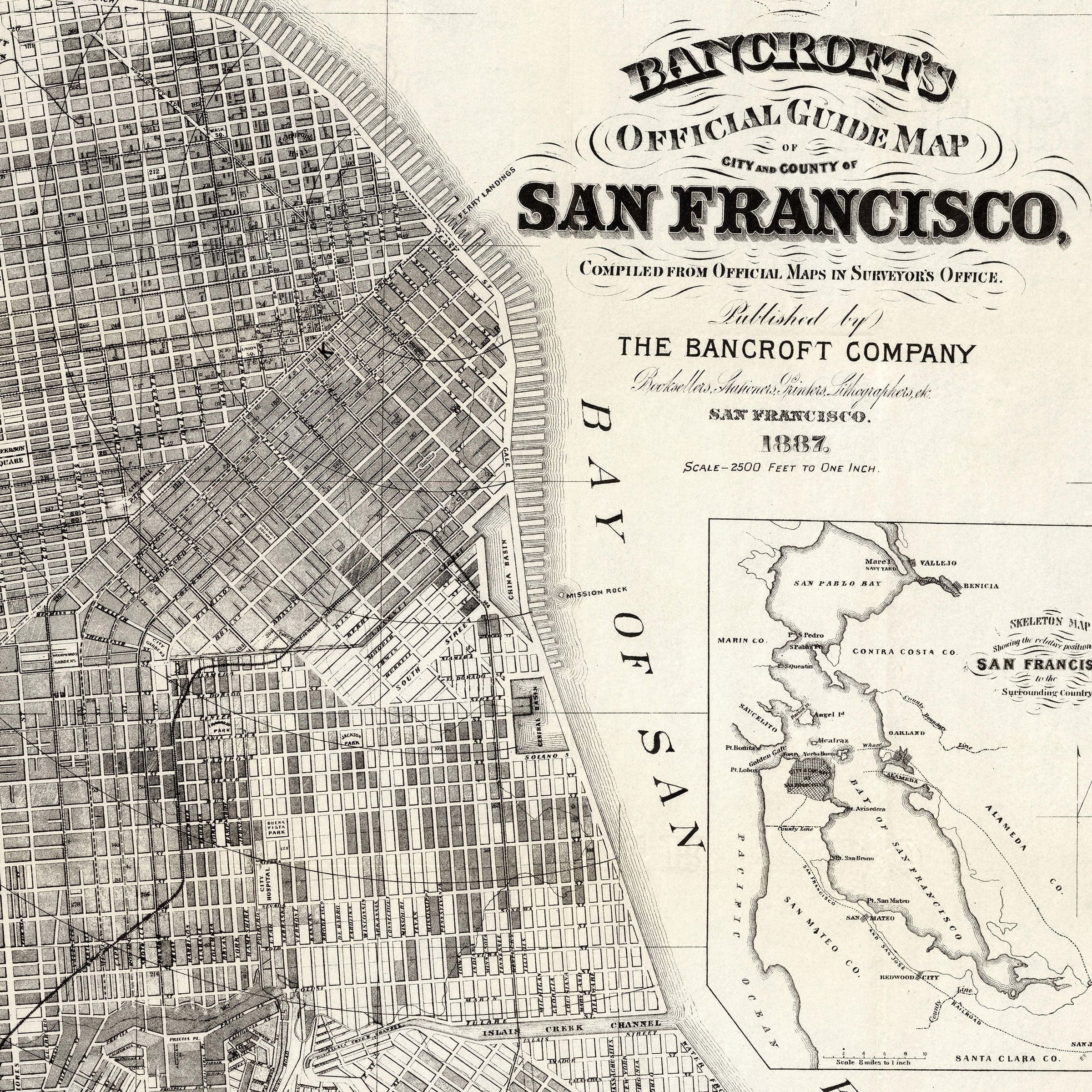 Vintage San Francisco Map 1883
