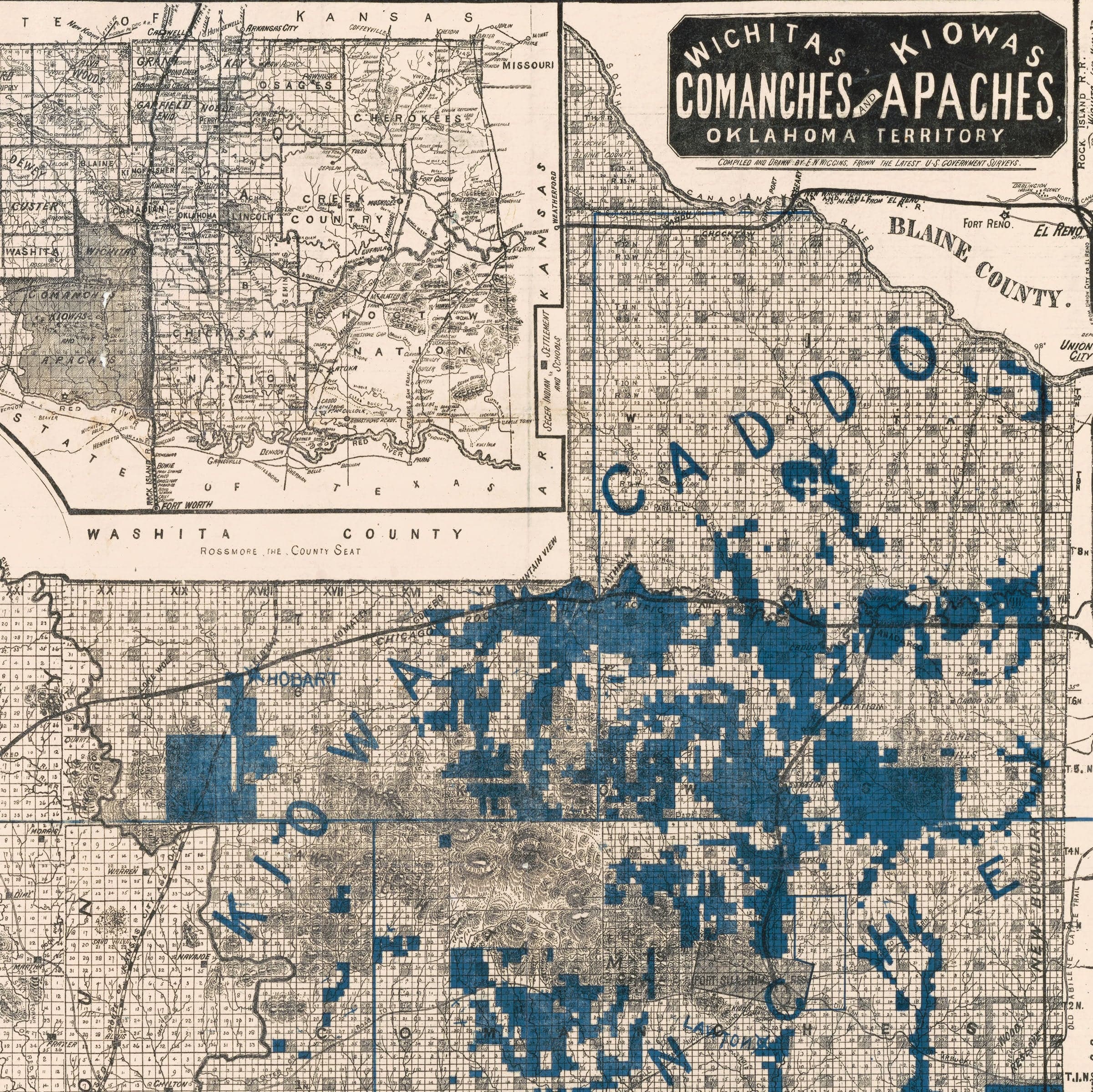 Fort Sill County Map - ca.1901 Oklahoma Territory