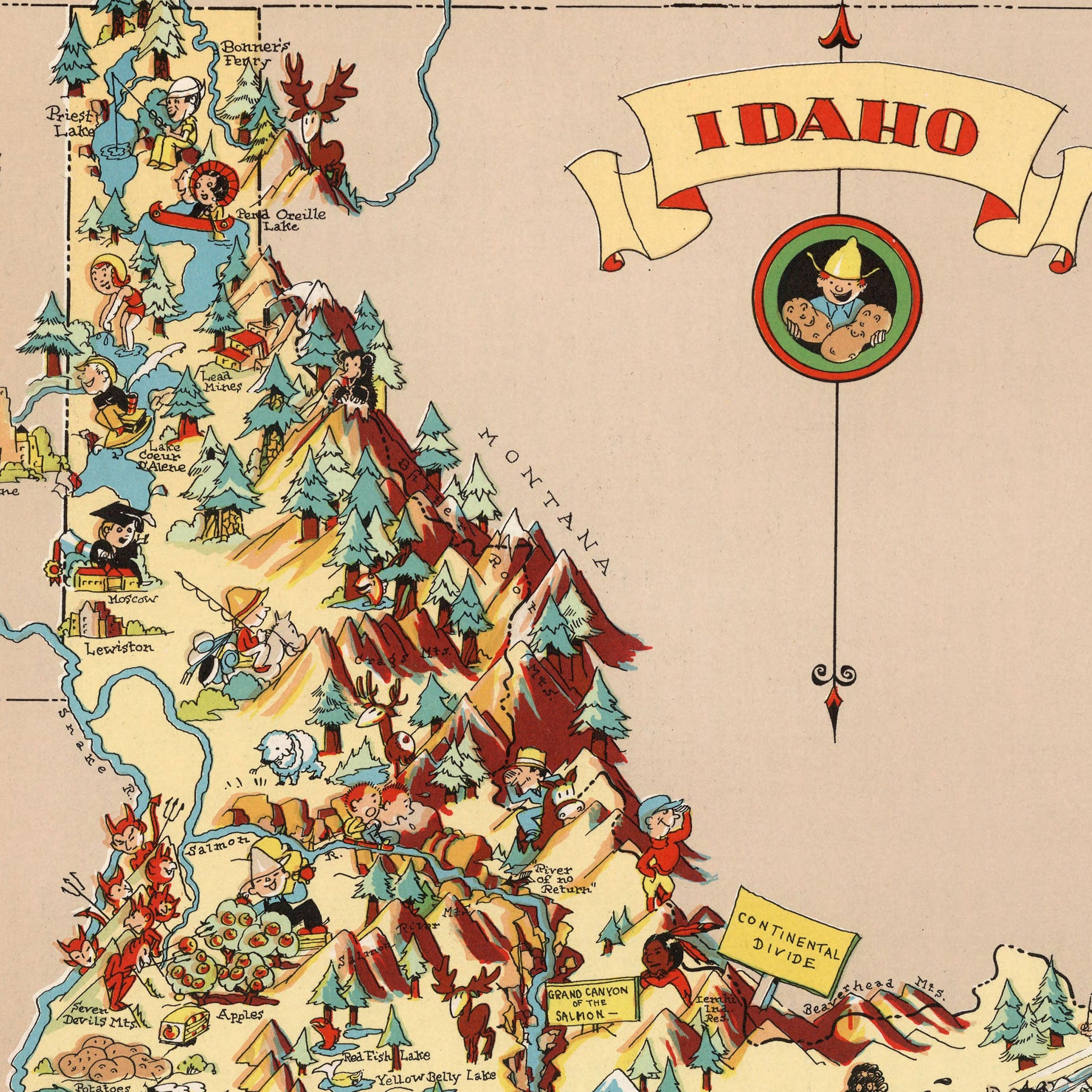 Idaho Map 1935 - Archive Prints