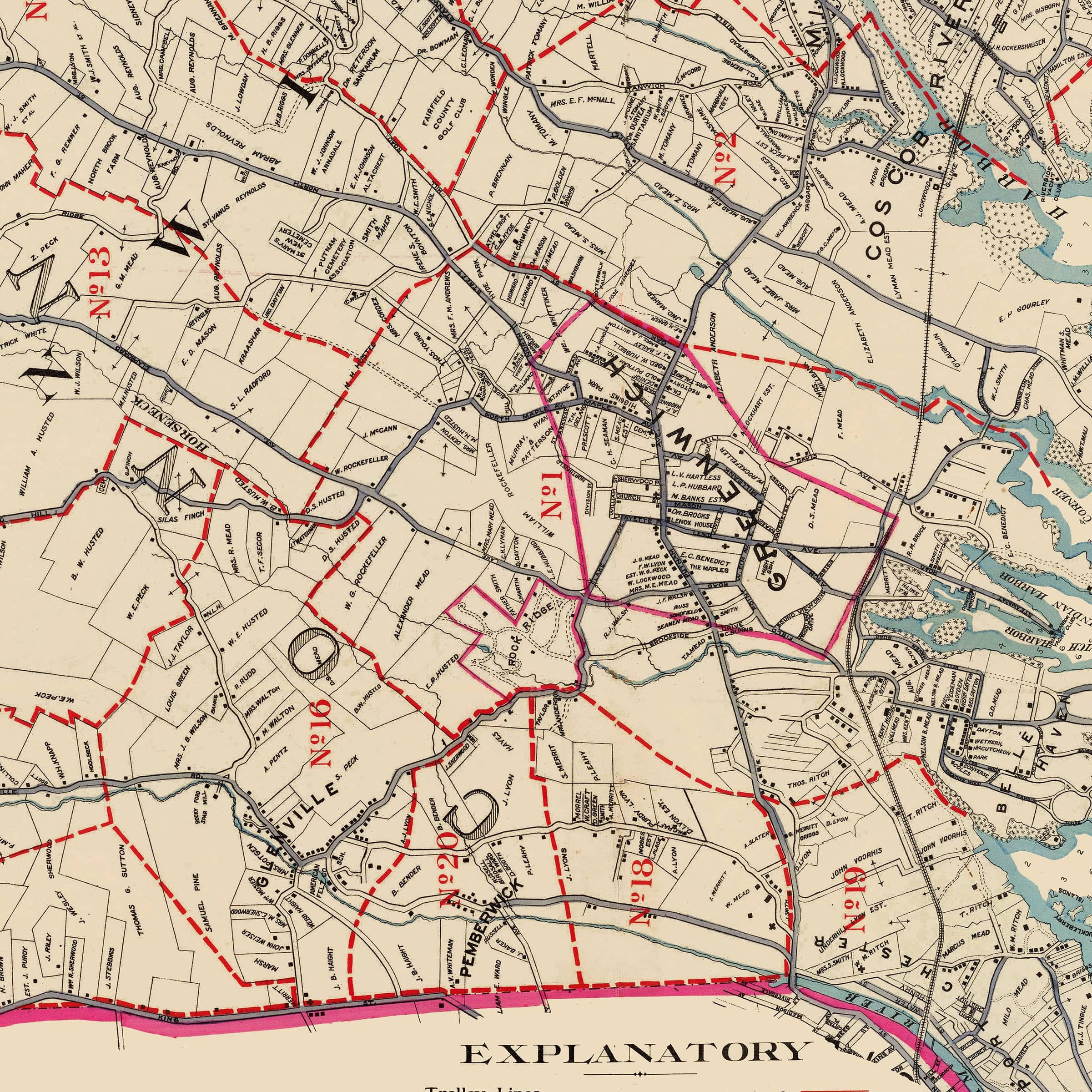 Greenwich, Connecticut Map 1893 - Archive Prints
