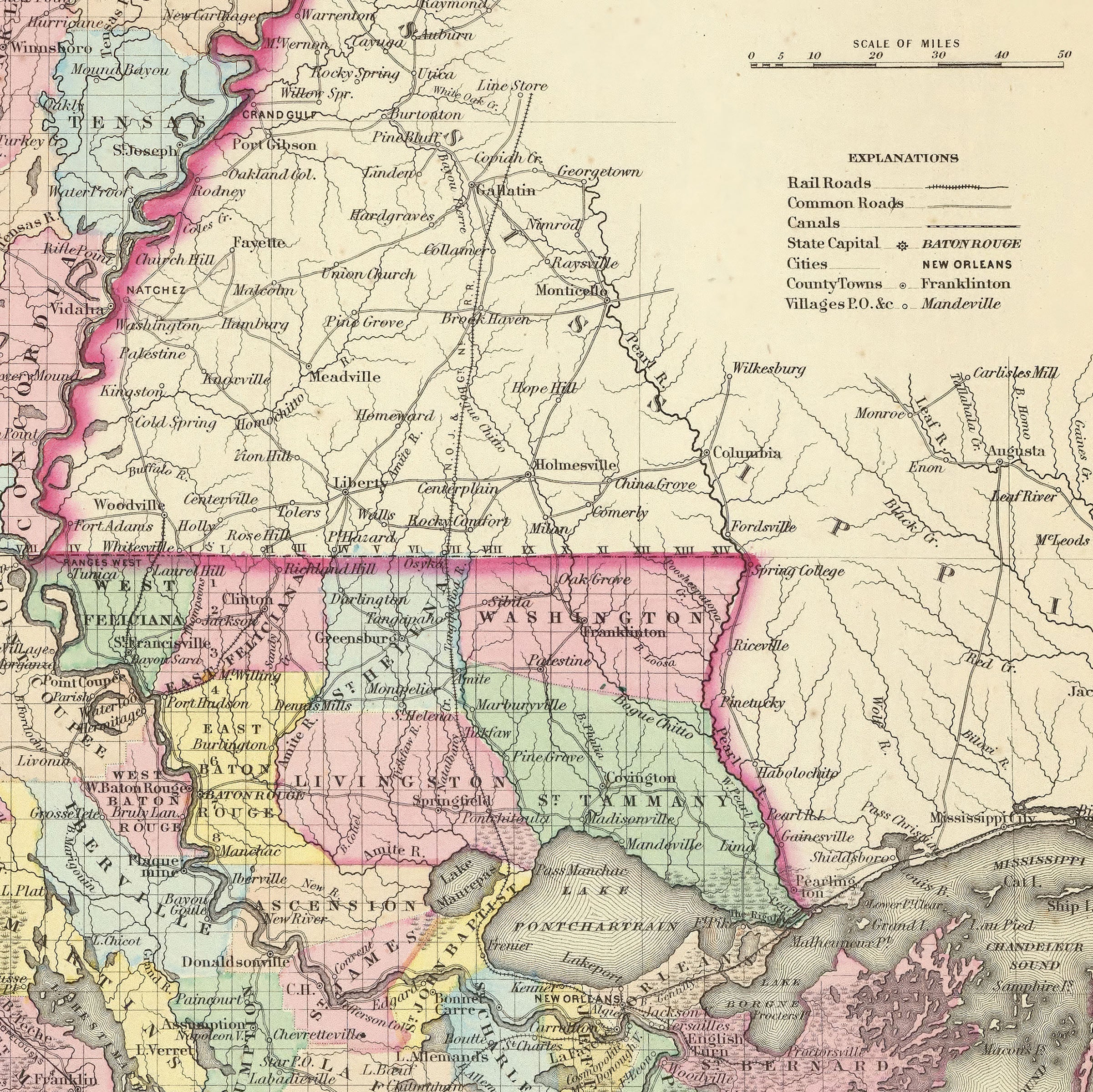 Louisiana Map - Vintage State Map by Colton