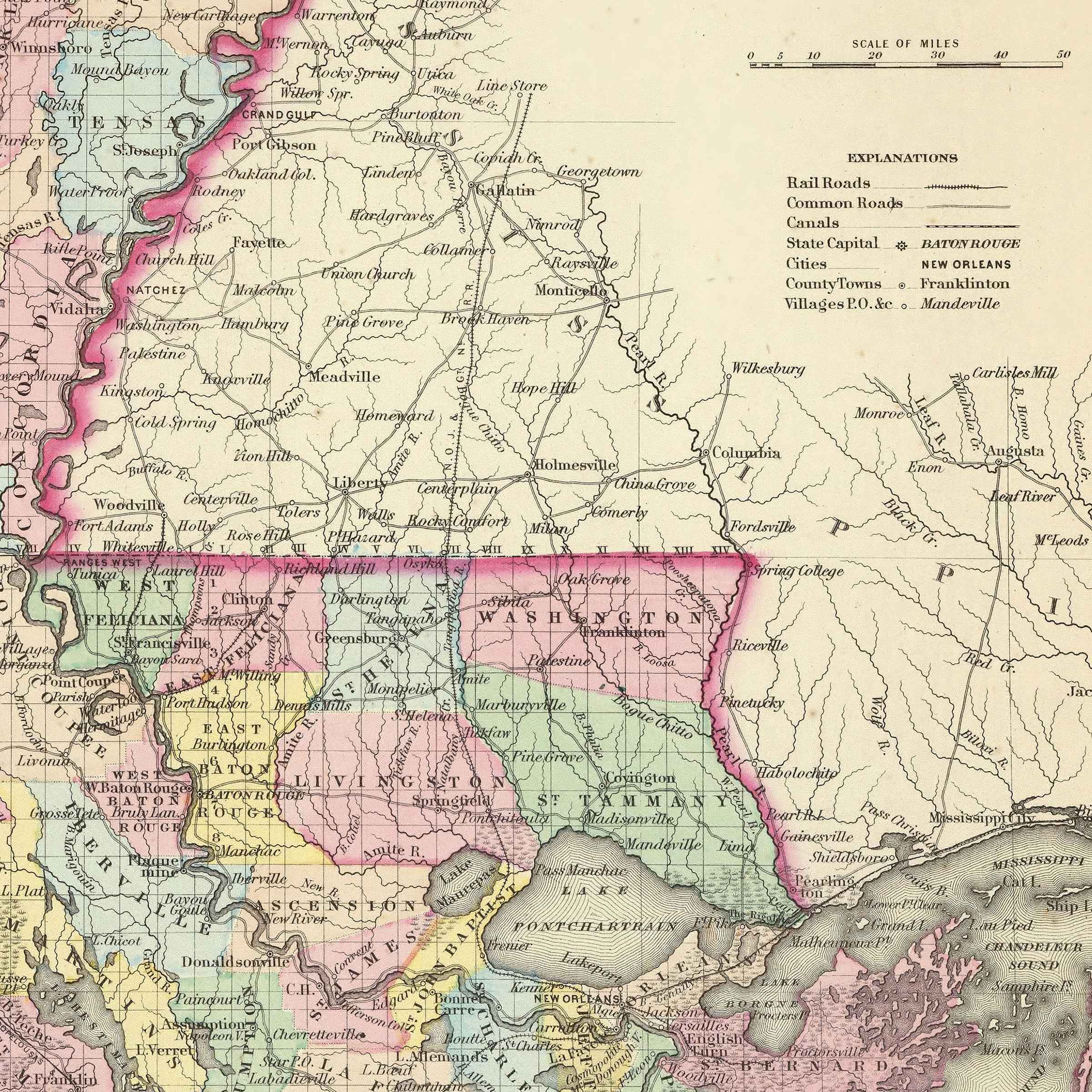 Louisiana Map - Vintage State Map by Colton for Home Decor