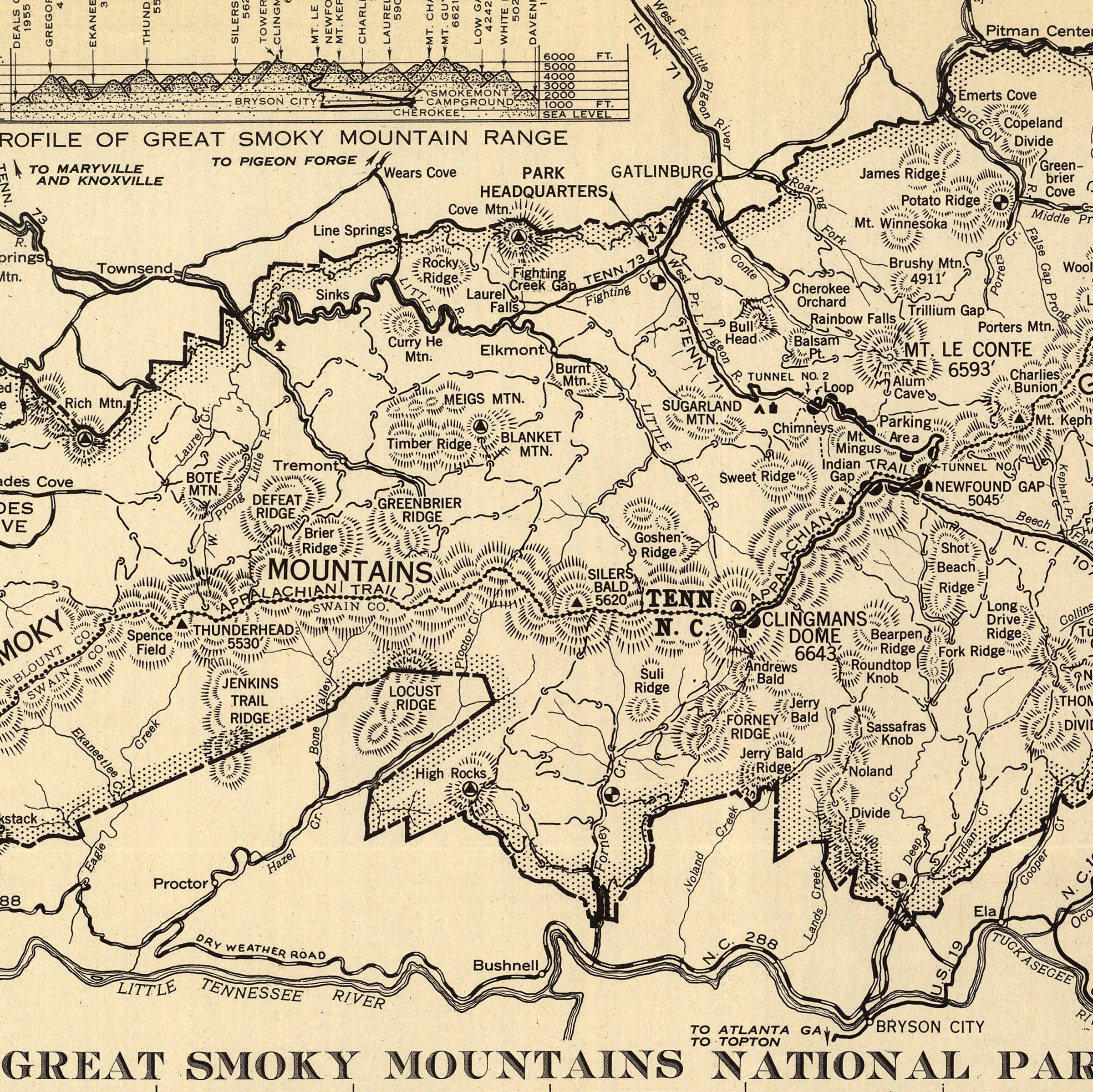 Great Smoky Mountains National Park Map 1940 - Archive Prints