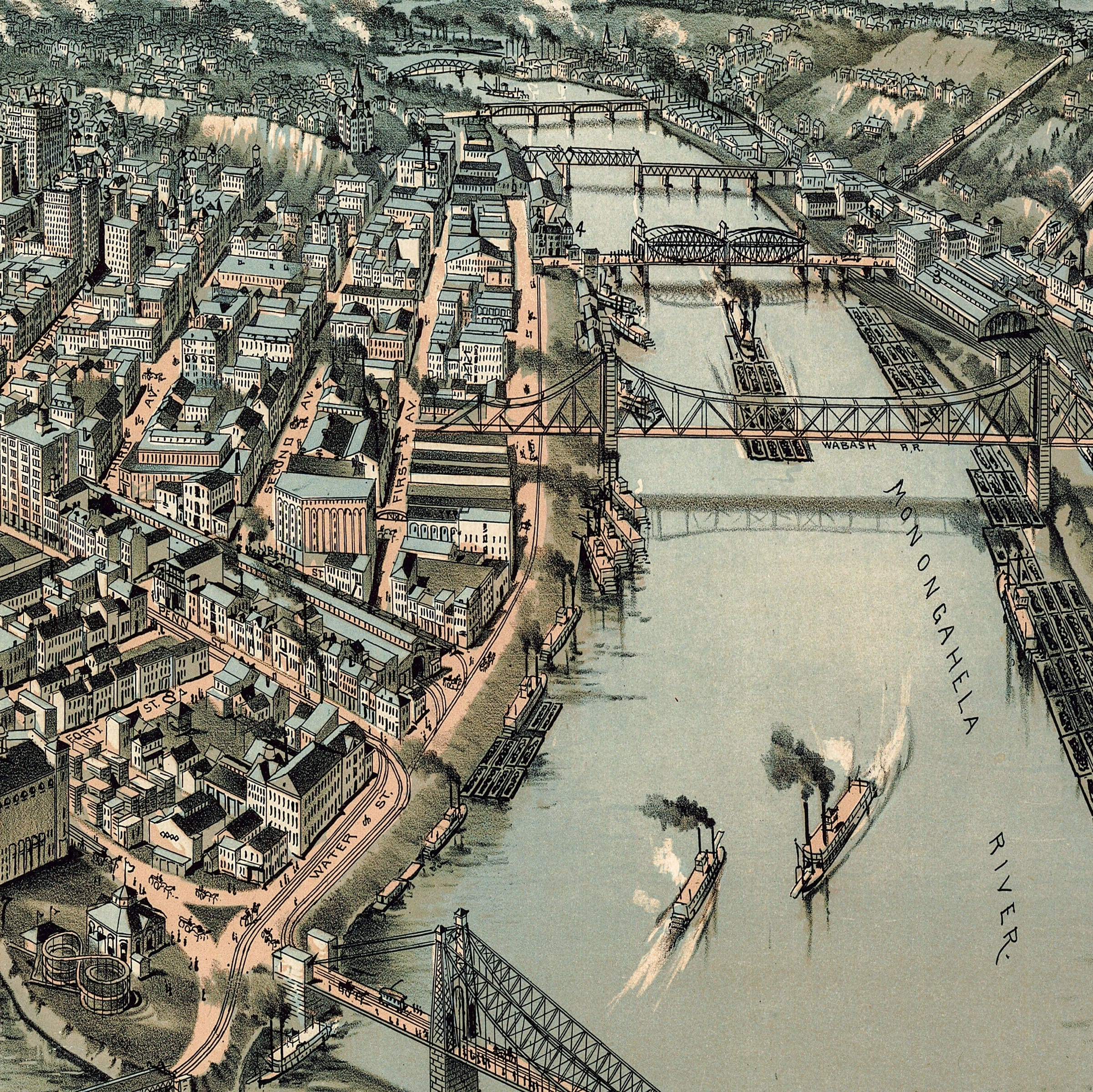 Pittsburgh, Pennsylvania Vintage Map 1902 - Steel City Survey