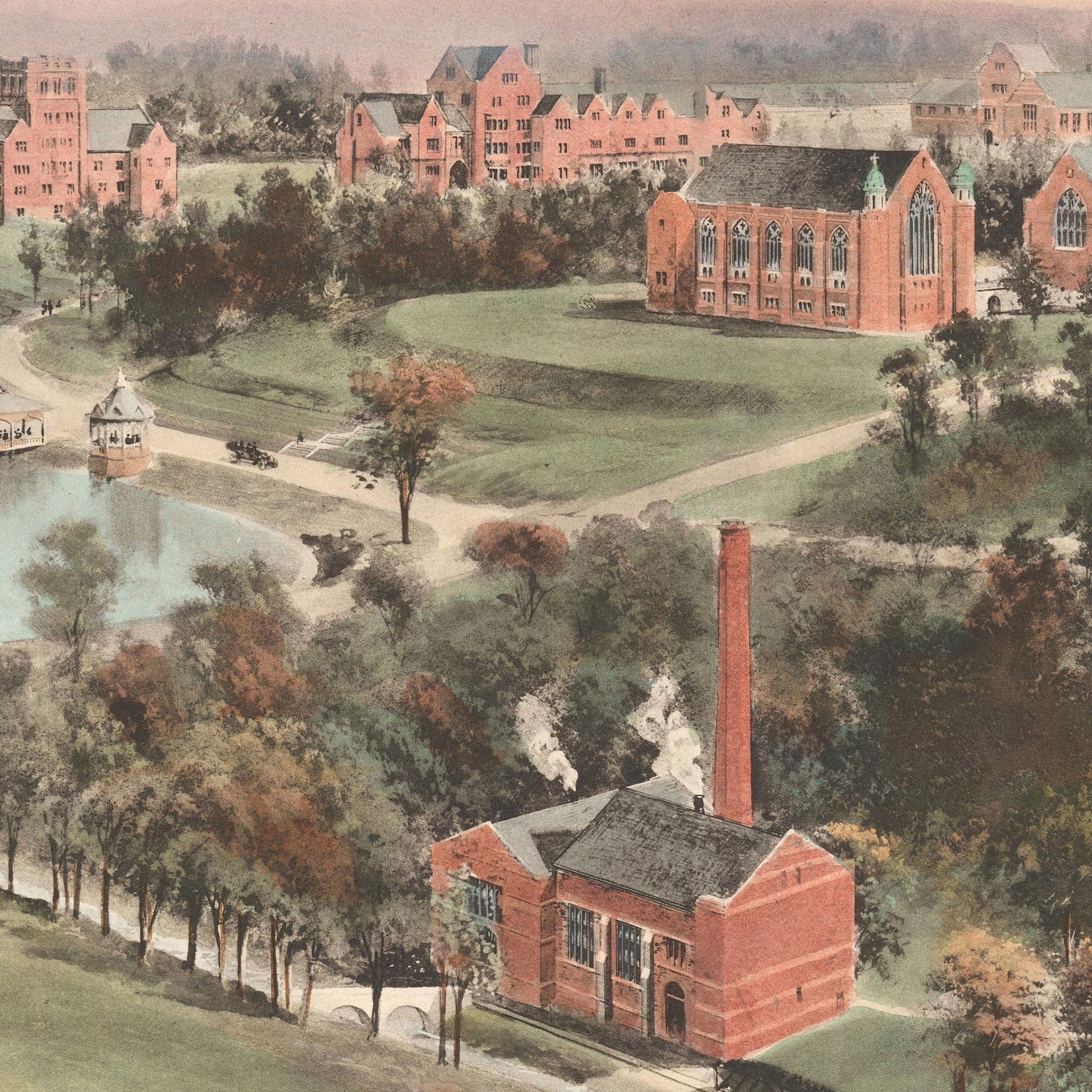 Richmond College, Richmond, Virginia Map 1915 - Campus Bird's Eye View