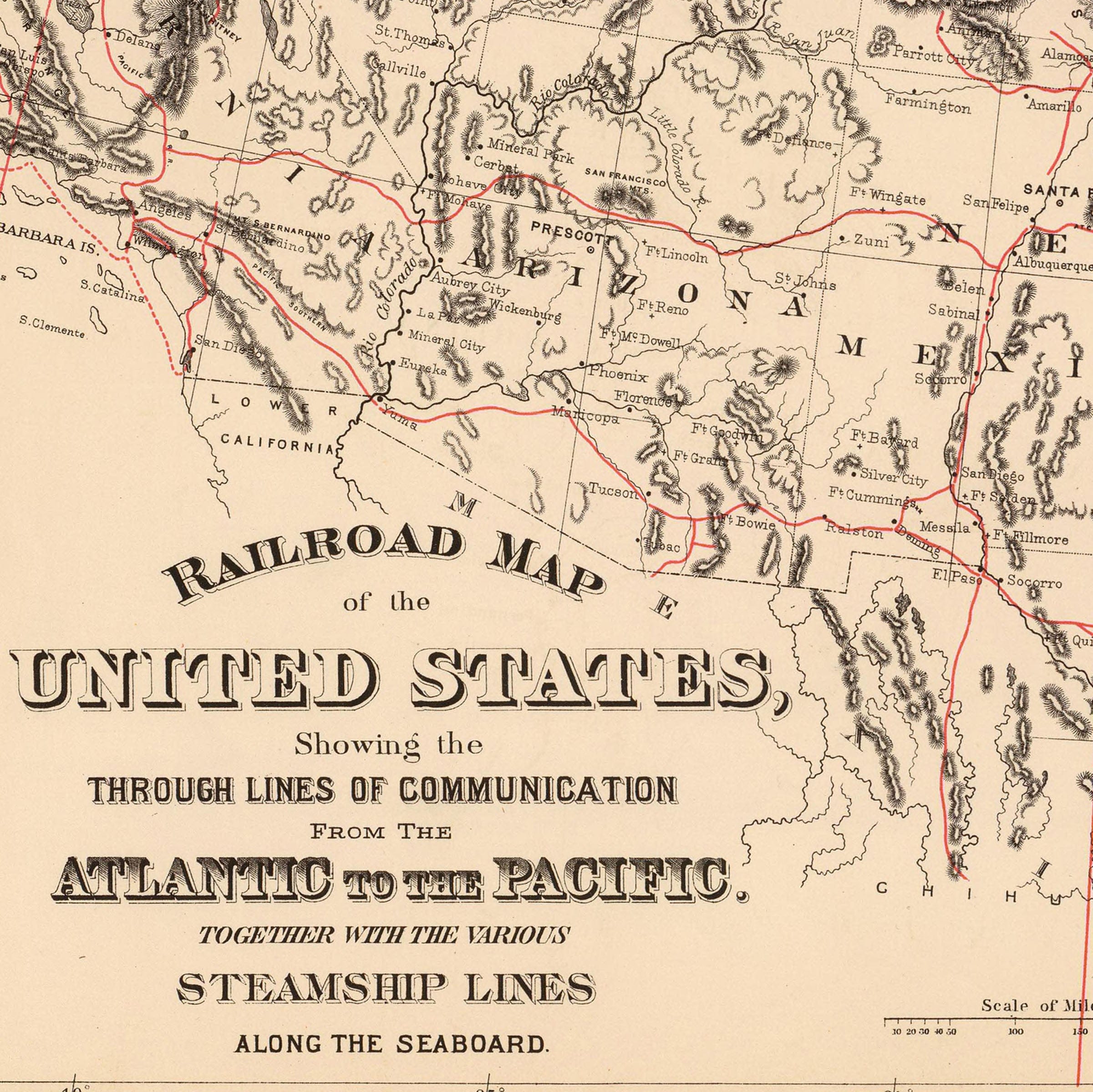 1890 Railroad Map of the US