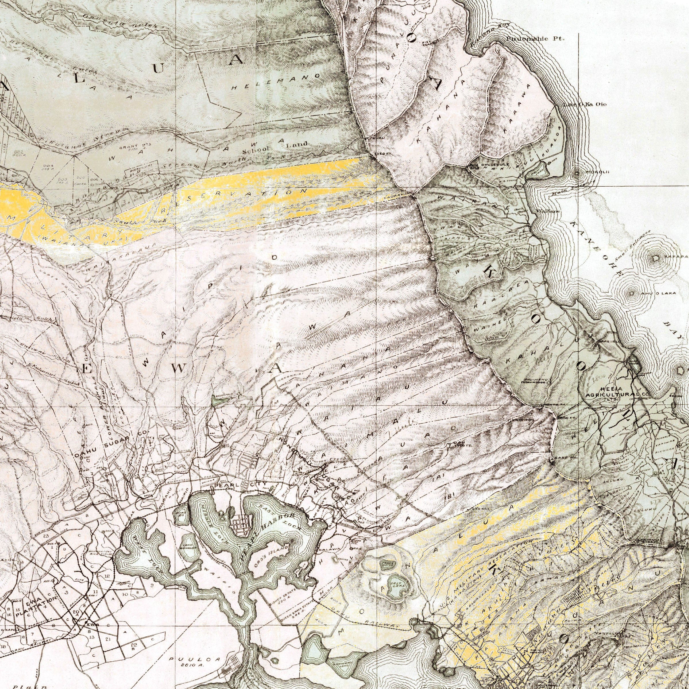Oahu, Hawaiian Islands Map 1899 - Archive Prints