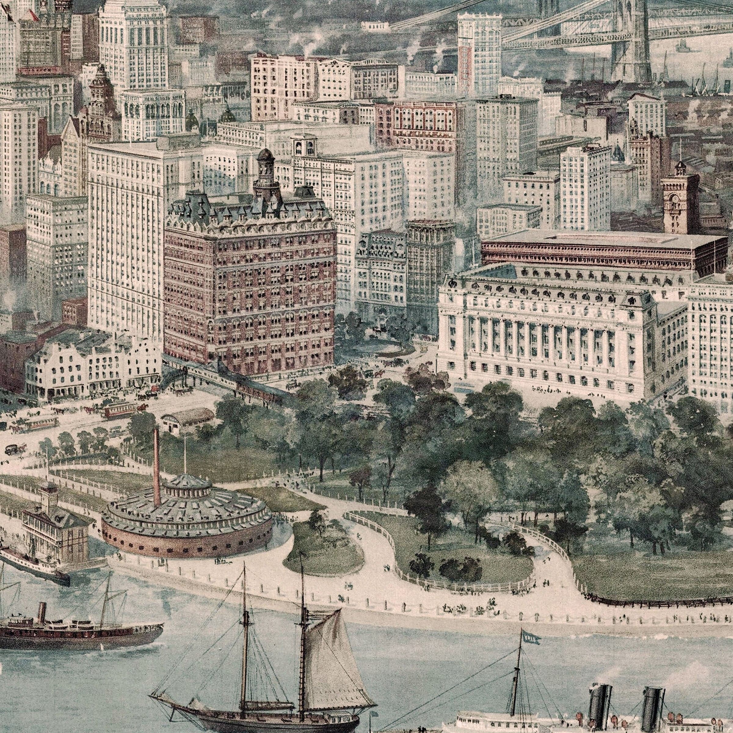 Lower Manhattan, New York City Map 1911