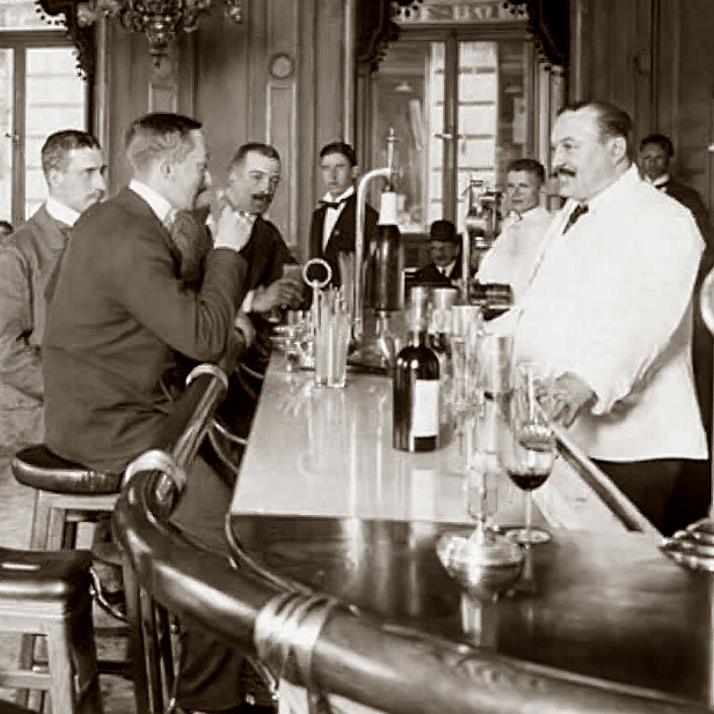 Elegant Edwardian Hotel Bar Scene - Historic Gentleman's Club Photograph