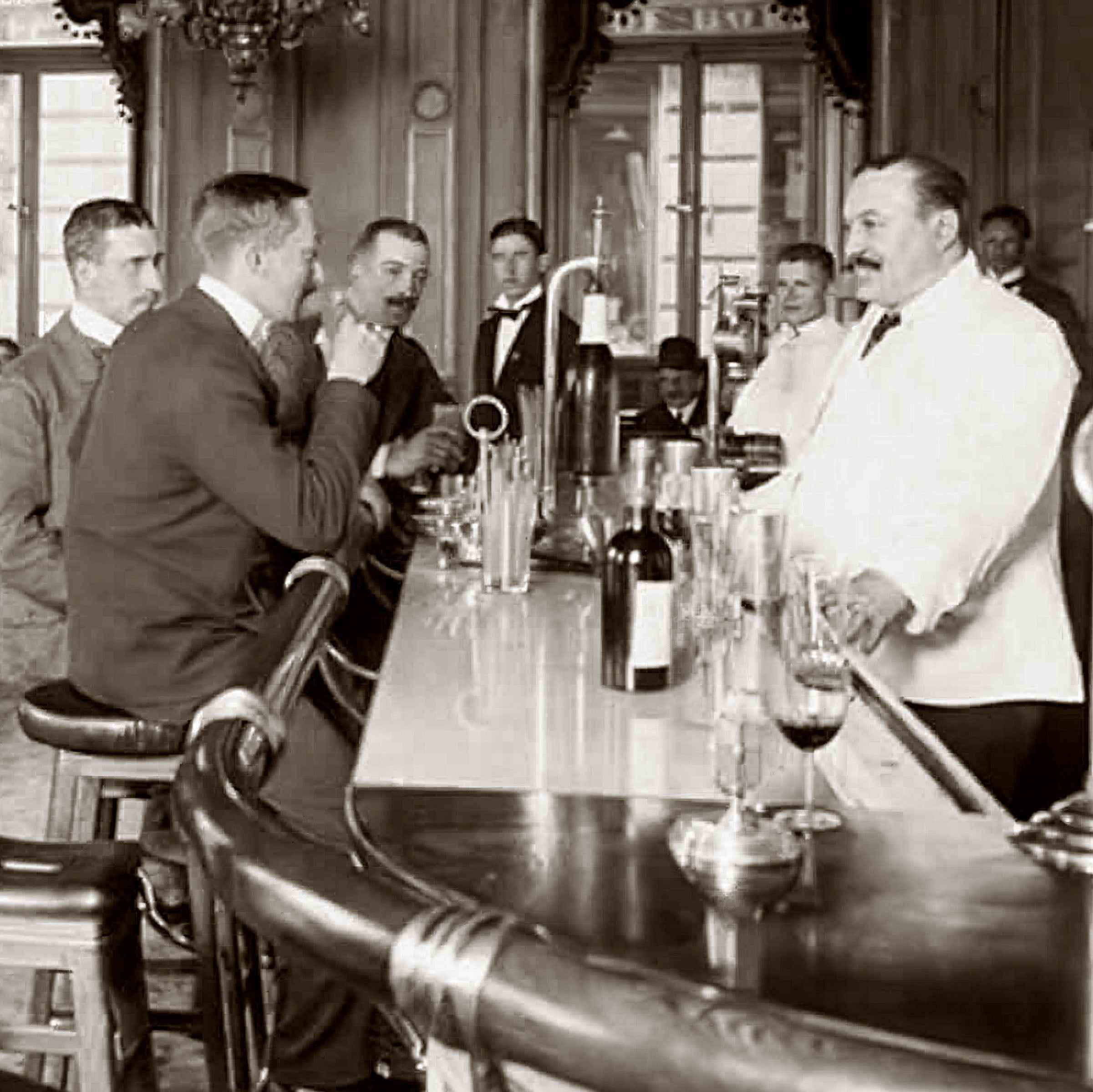Elegant Edwardian Hotel Bar Photograph - Historic Gentleman's Club Scene