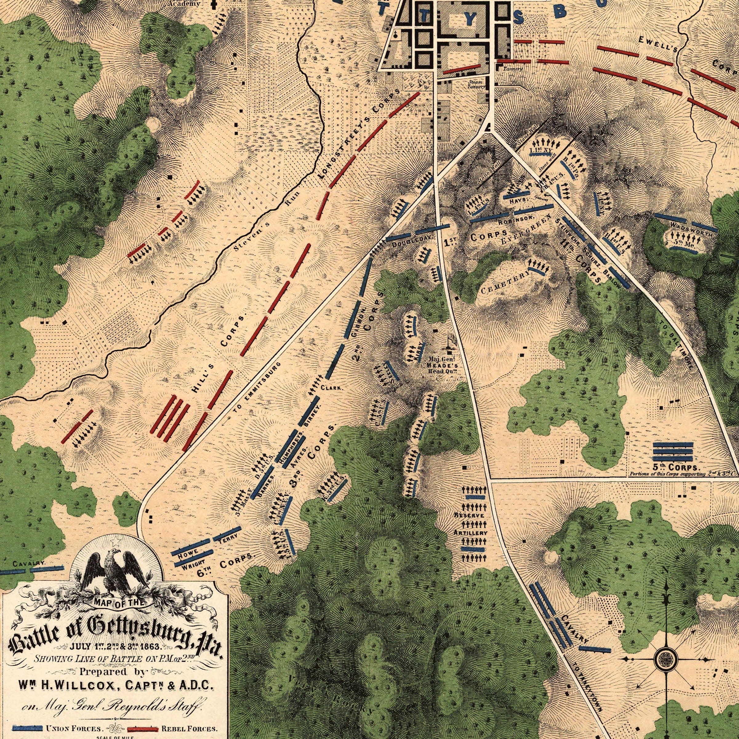 Map of the Battle of Gettysburg 1863 - Archive Prints