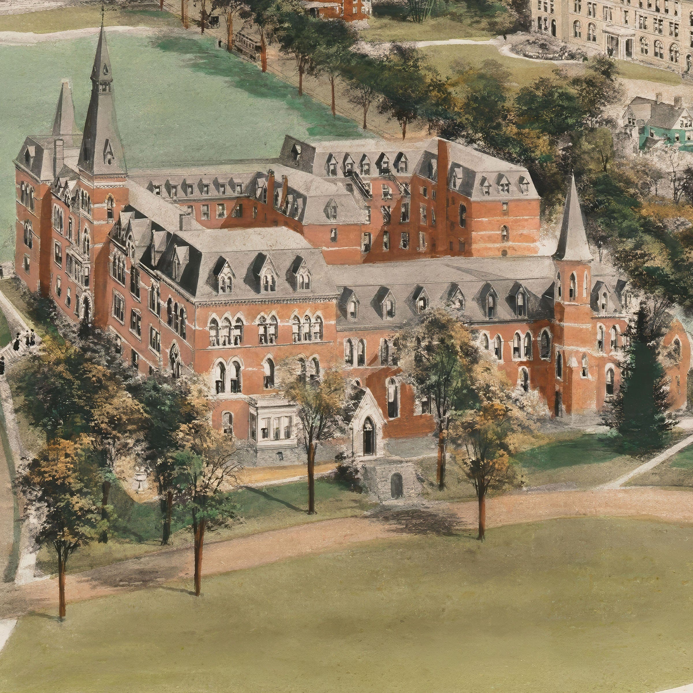 Cornell University Map - 1906 Campus Panoramic View