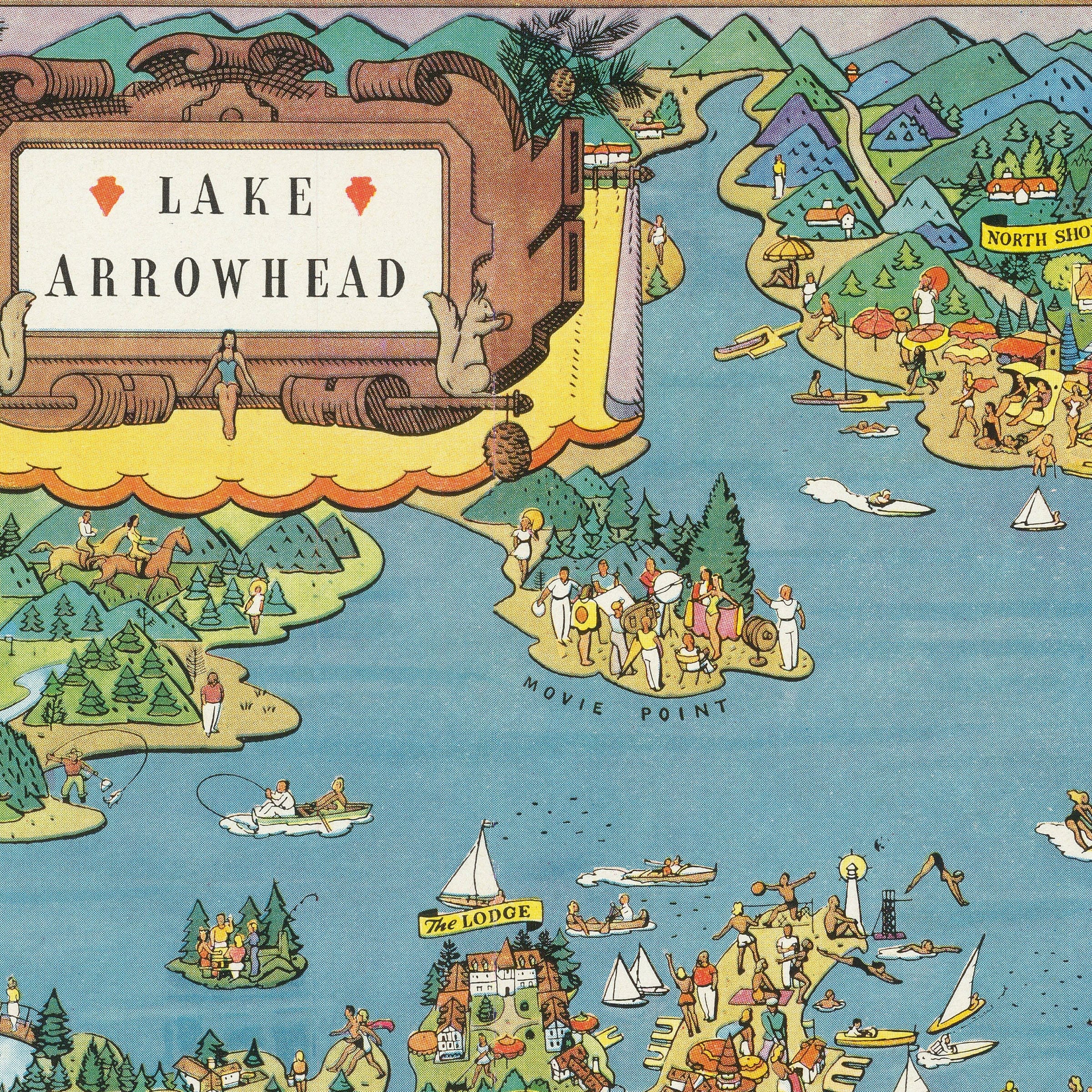 Lake Arrowhead, California Map 1940 - Archive Prints