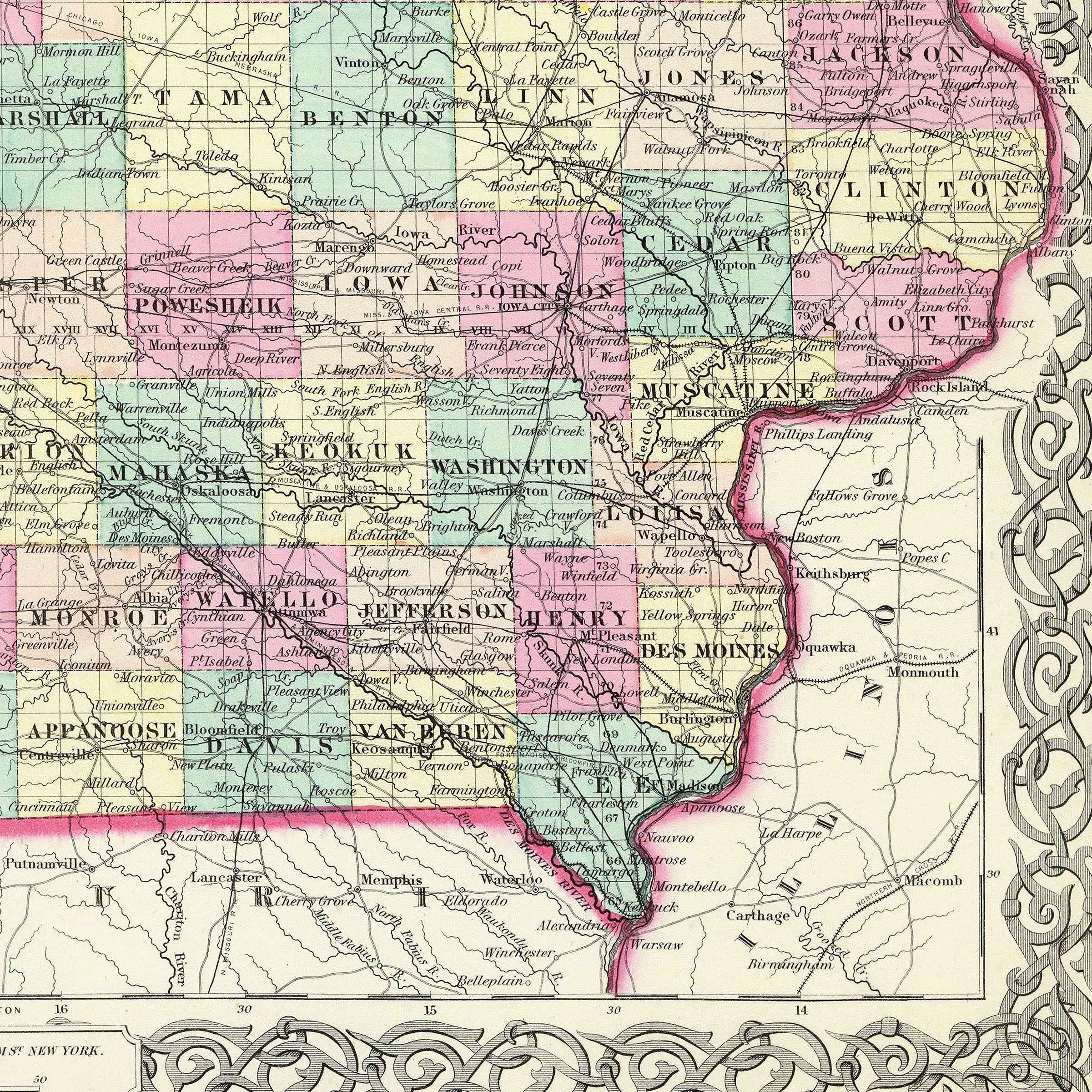 Iowa Map - Vintage State Map by Colton for Home Decor and Travel Enthusiasts