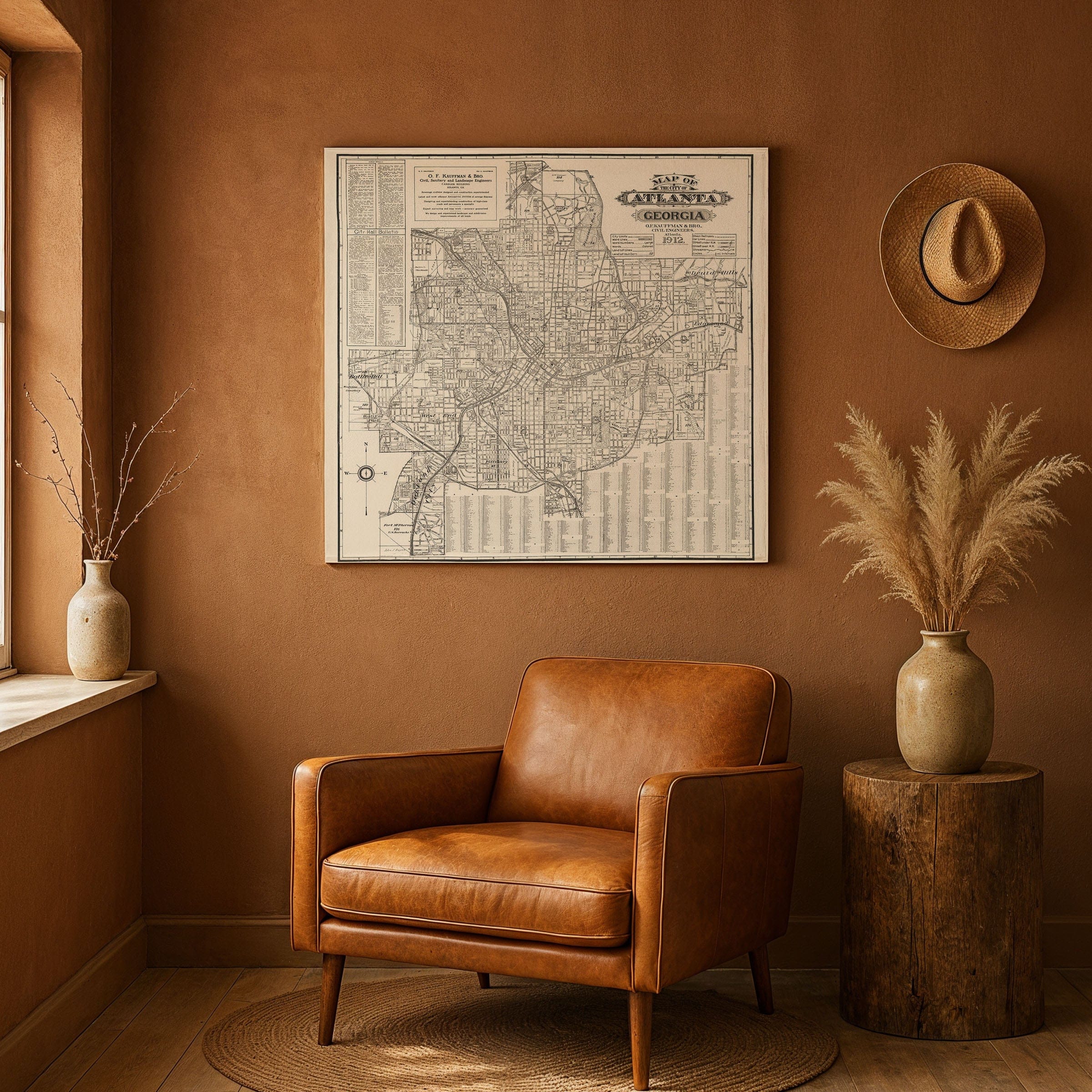 Map of the City of Atlanta, Georgia 1912 - Kauffman Survey - Archive Prints