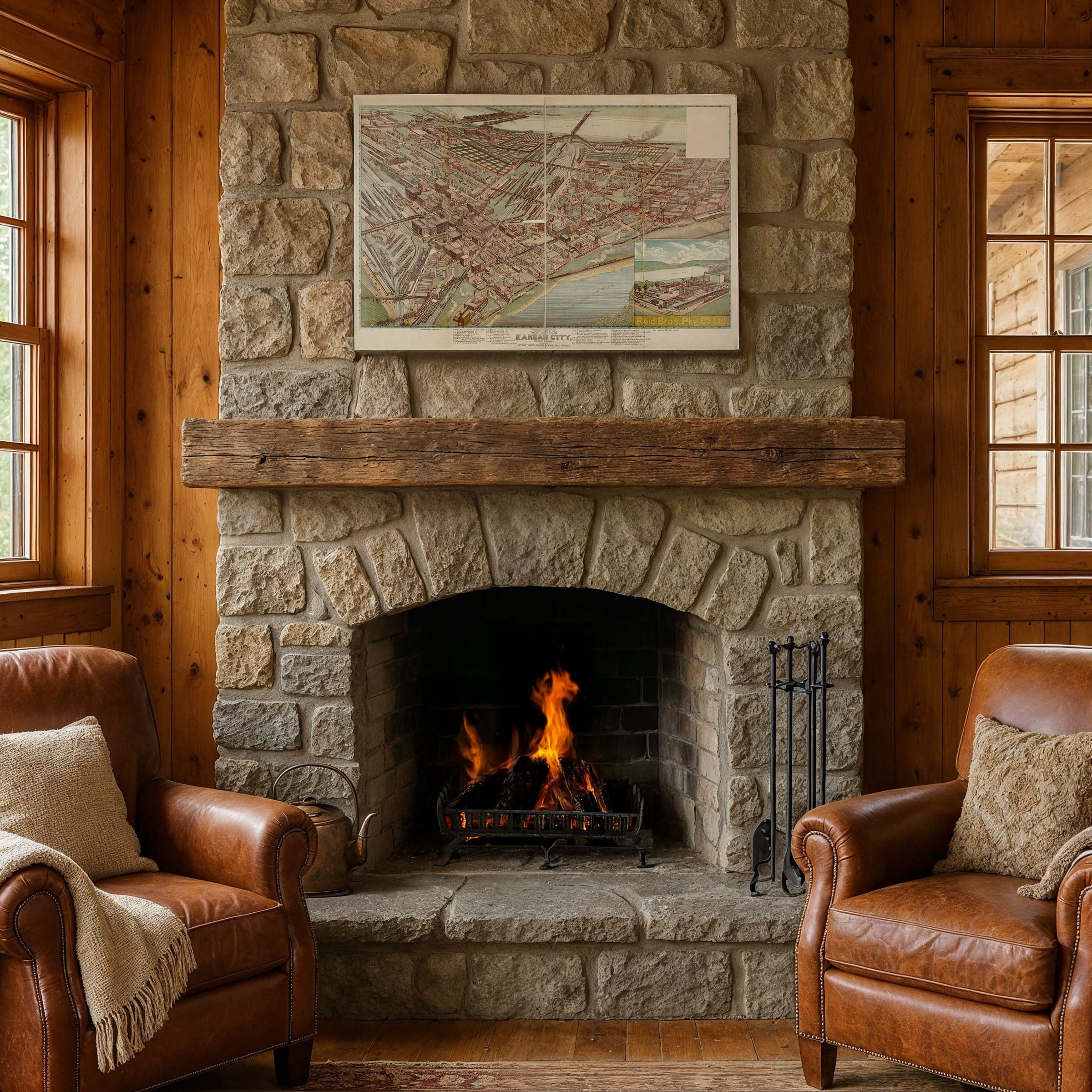 West Bottoms, Kansas City, Missouri Vintage Map 1895 - Bird's Eye View - Archive Prints